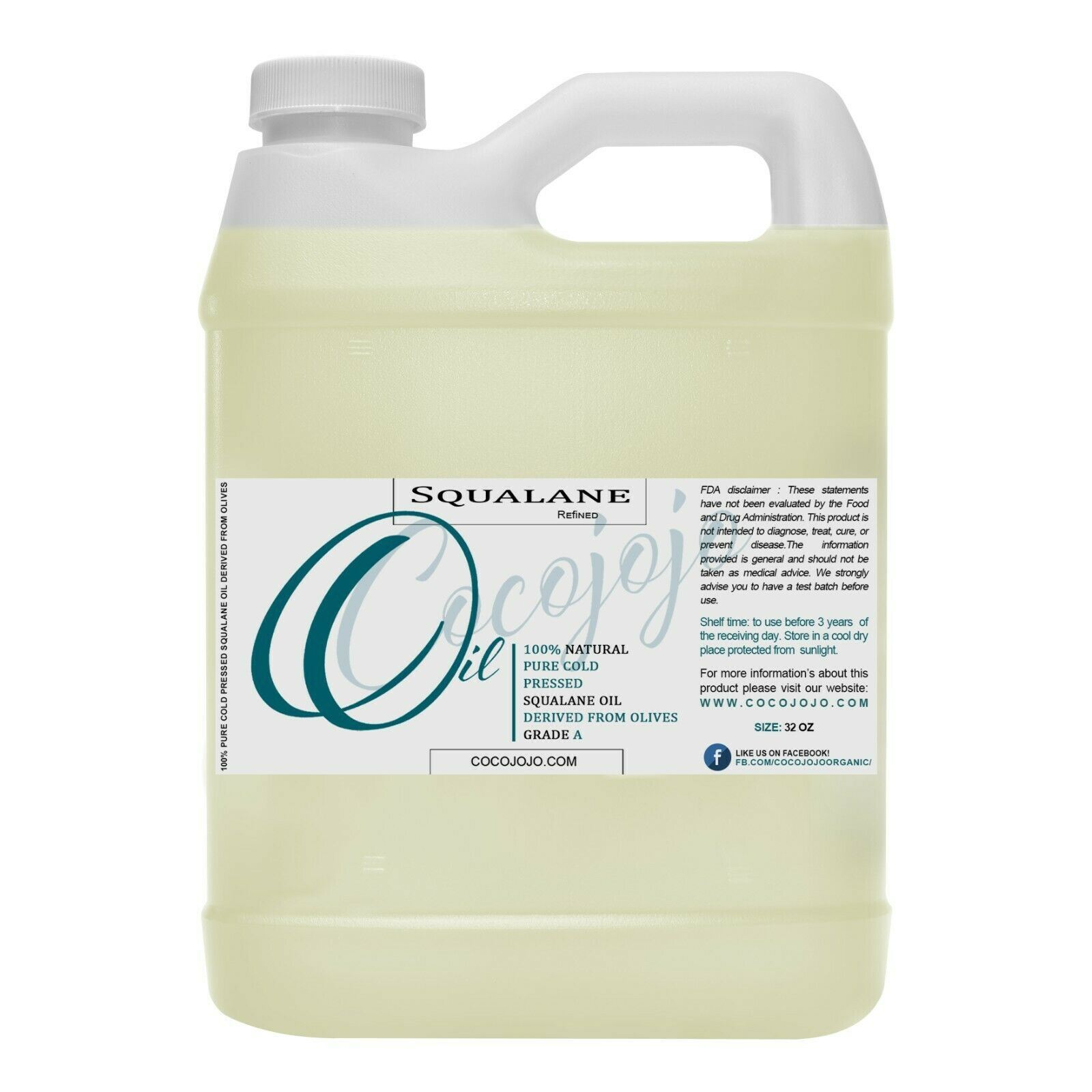 Squalane oil 100% pure organic olives source refined carrier skin hair nail care