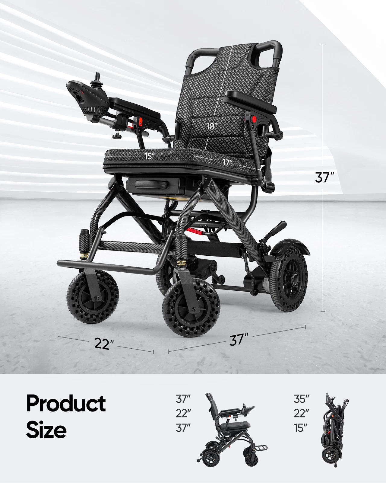 Foldable Electric Wheelchairs Intelligent Lightweight For Airline Seniors Adults