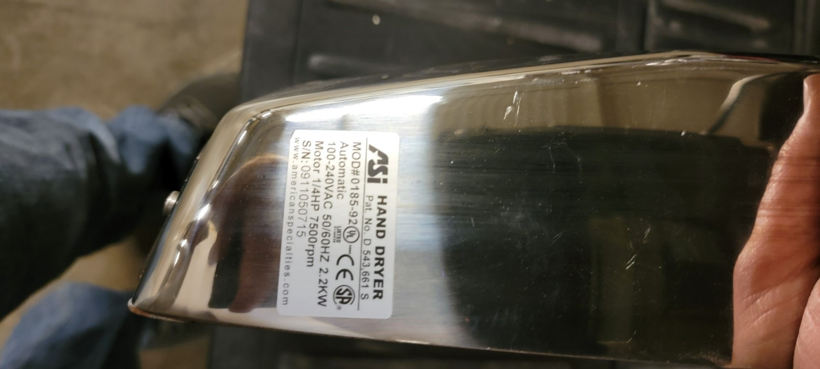 ASI hand dryer 0185-92.