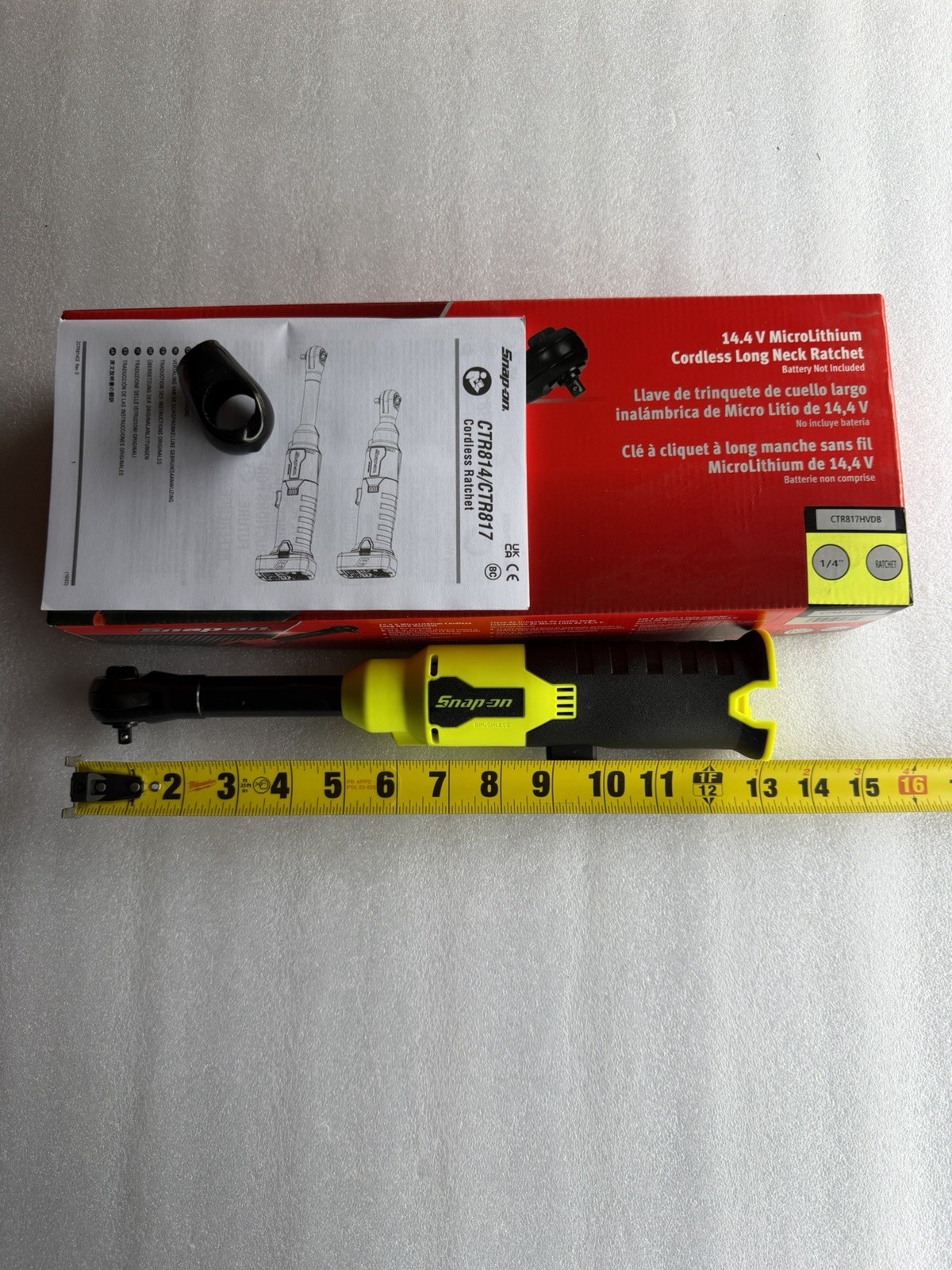 NEW SNAP ON  CTR817HVDB 14.4V Lithium 1/4" Dr Brushless Long Neck Ratchet Tool