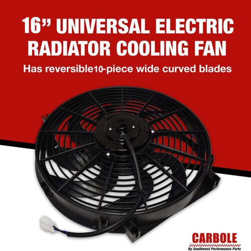 16Inch Electric Radiator Cooling Fan Thermostat Kit 3500 CFM Reversible Push 12V