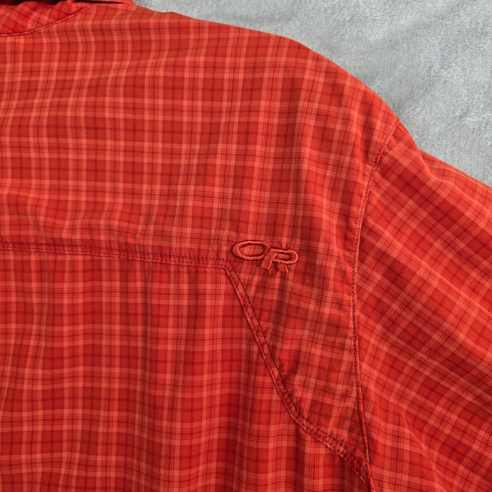 Outdoor Research Men's Astroman Plaid Snap Button Short Sleeve Shirt Large