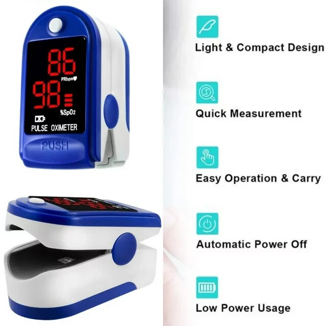 Finger Pulse Oximeter Blood Oxygen Sensor, SpO2, Monitor Heart Rate & More!-NEW!