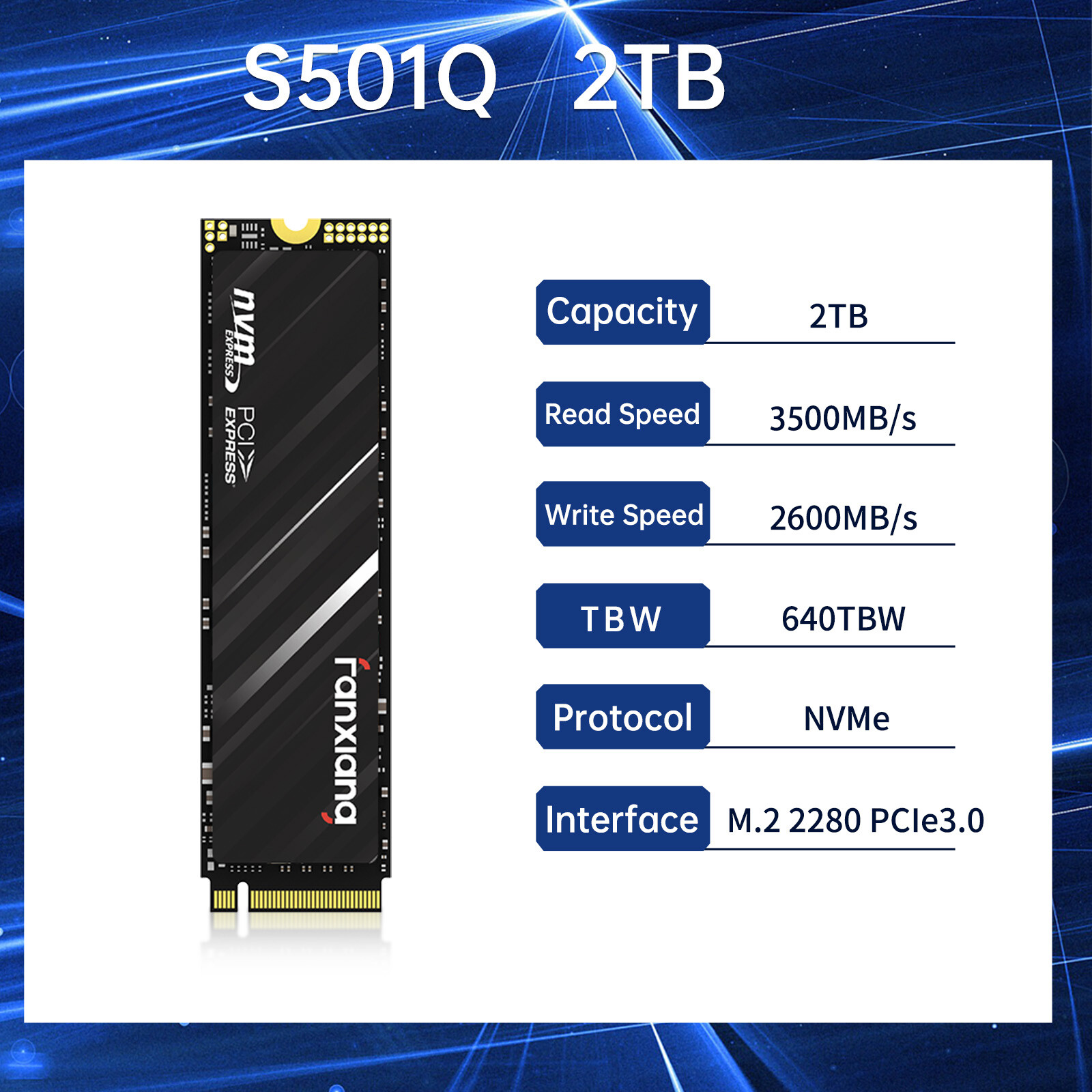 Fanxiang 2TB SSD M.2 NVMe PCIe Gen3X4 SSD Hard Drive Internal Solid State Drive