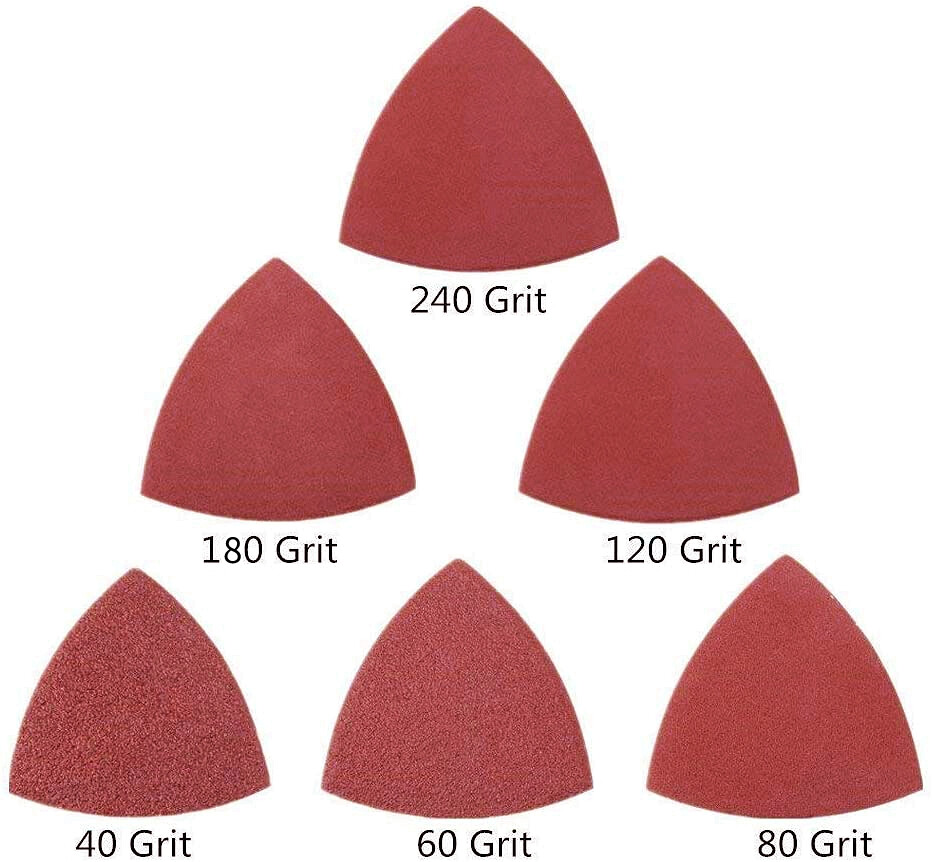 60PCS Triangle Sanding Pads for Oscillating Multi-Tool Hook Loop Sandpaper Discs