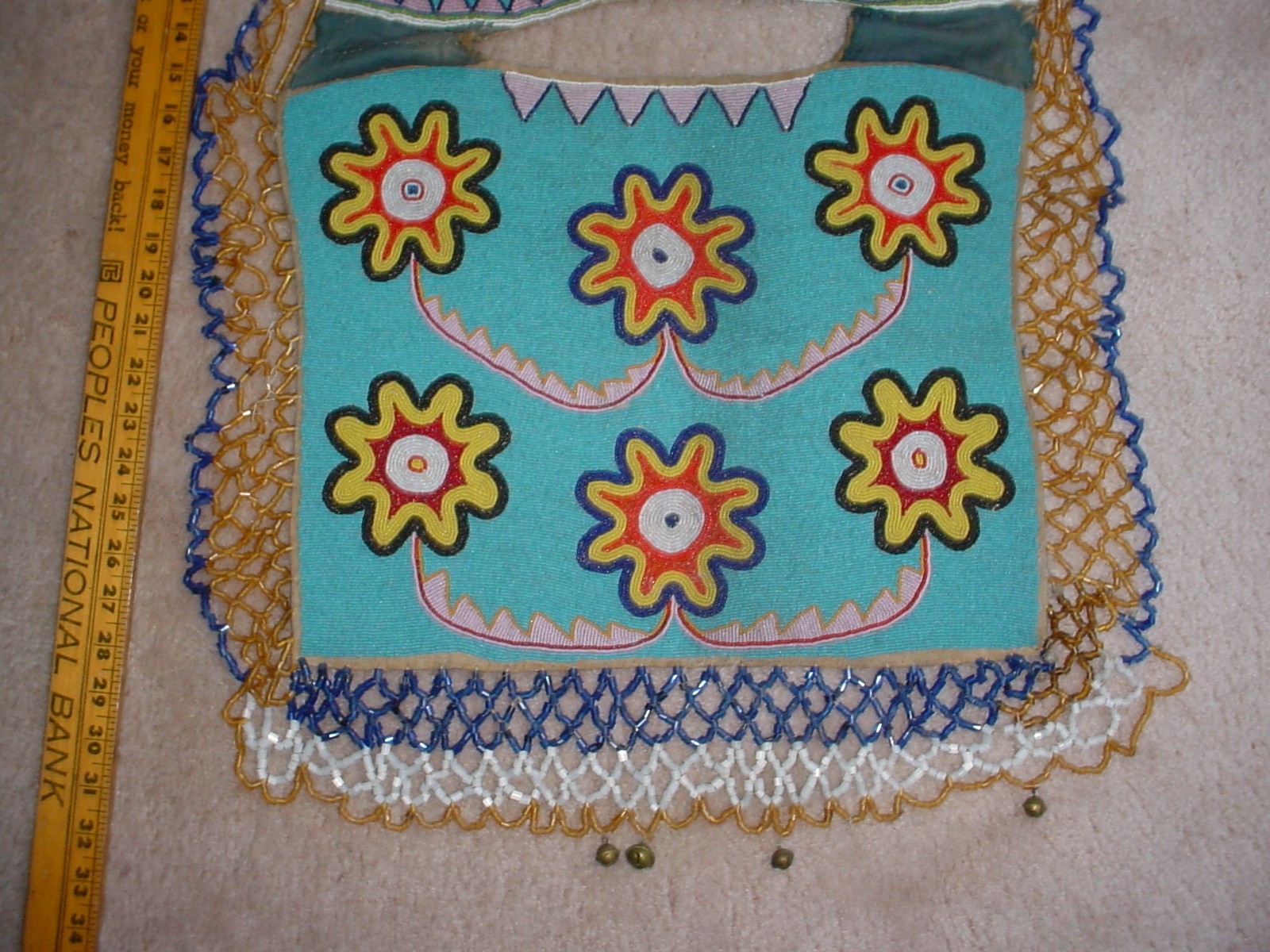 OLD CA 1900 YAKAMA PLATEAU INDIAN FULLY BEADED CAPE YOKE JINGLE DANCE