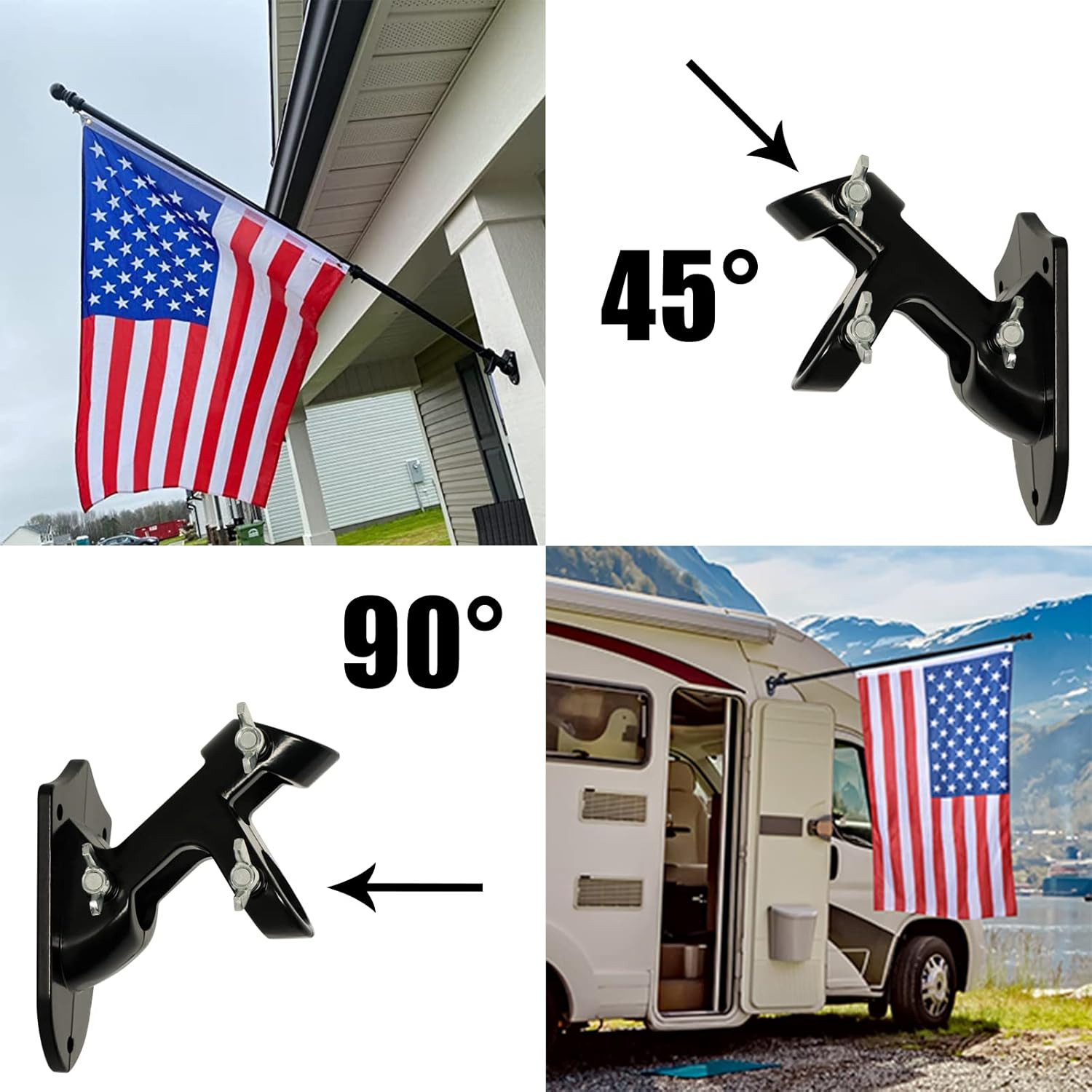 5FT Stainless Steel Flag Pole Kit with Bracket for Outside House | Outdoor Mount