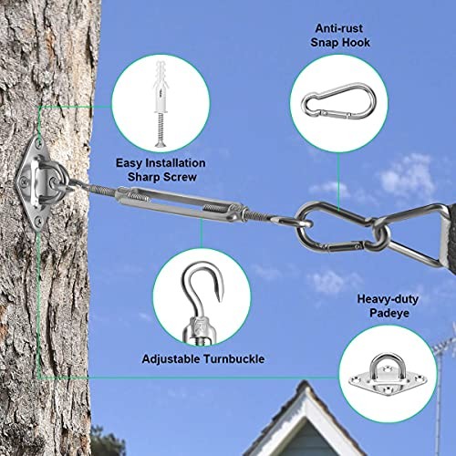 Sun Shade Sail Hardware Kit - 6 Inch 304 Stainless Steel Sunshades light silver