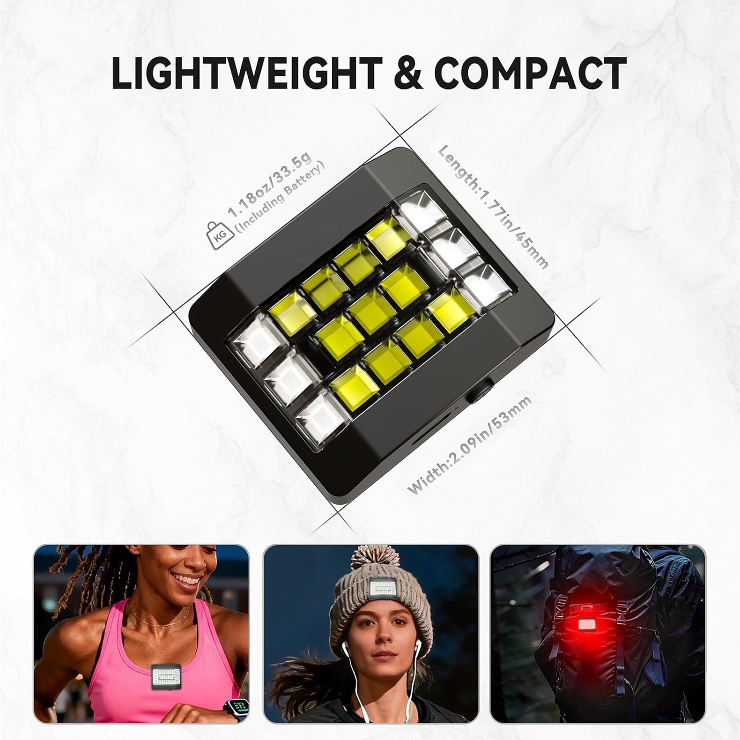 Running Lights for Runners, Clip on Flashlight, Rechargeable LED Safety Light fo