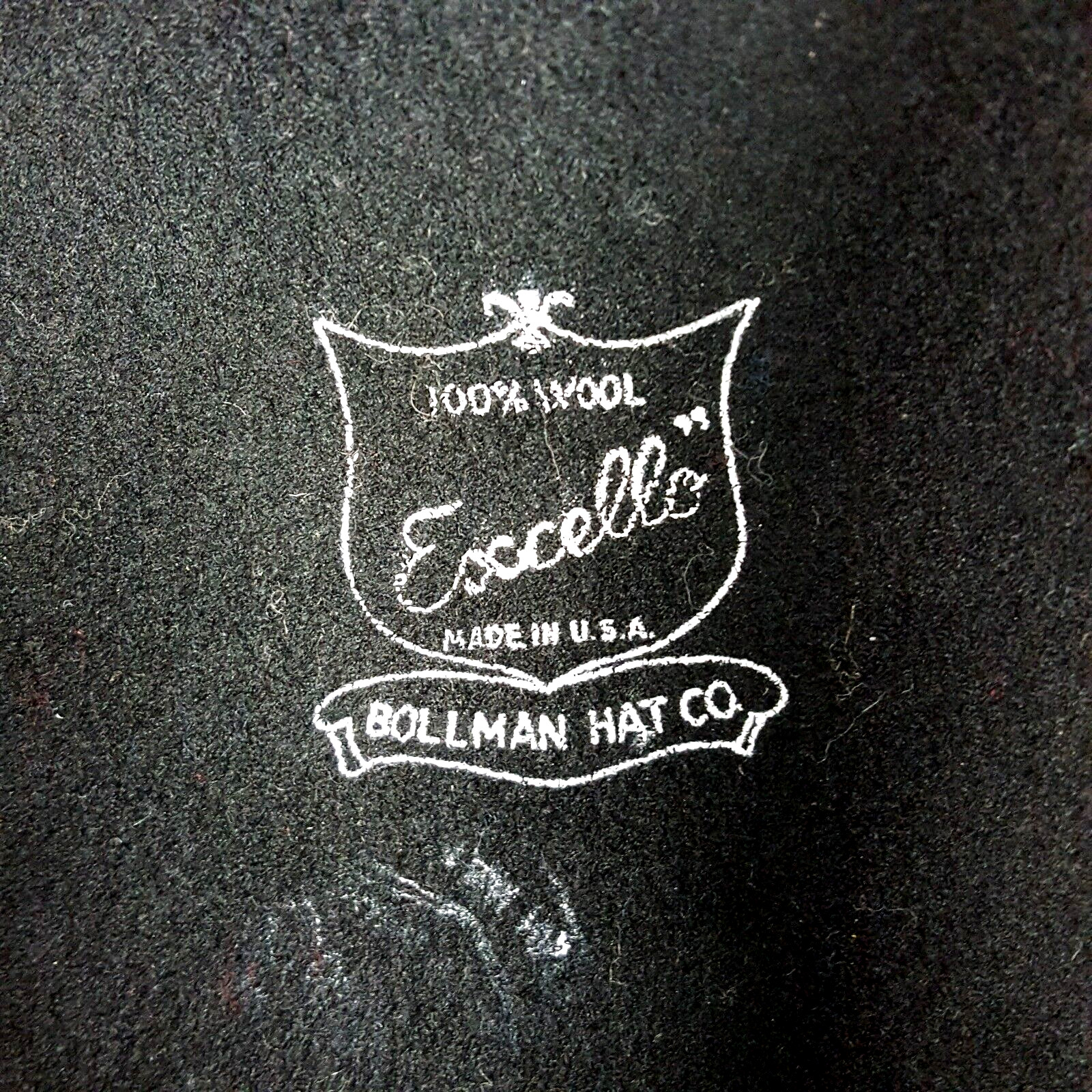 Vintage Bollman Women's Hat Bucket Irish Country Black Wool Felt