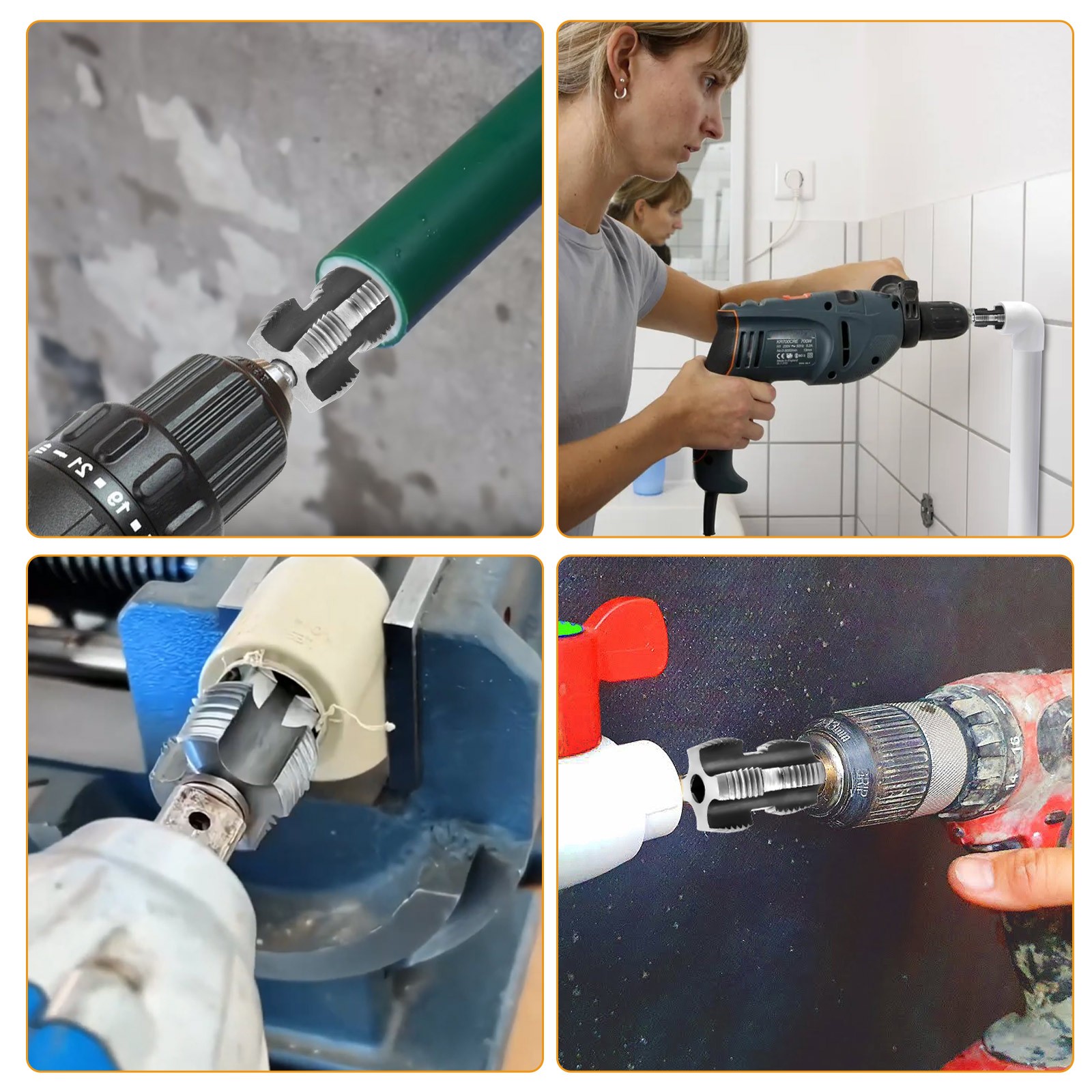 3pcs Integrated Internal & External Pipe Threading Tool PVC Pipe Threader Kit