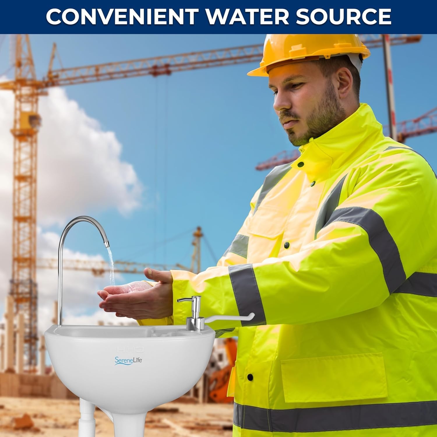 Portable Camping Sink with 19L 5+ Gallon Water Tank, Hands-Free Foot Pump, So...