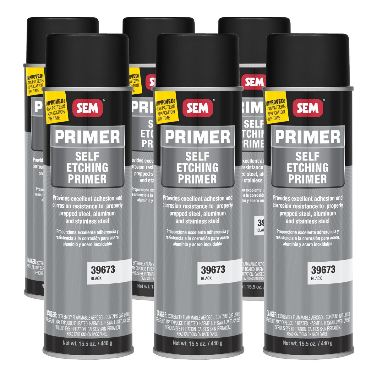 SEM 39673 Case of Black Self Etching Primer Aerosol 15.5 oz. (6 Cans)