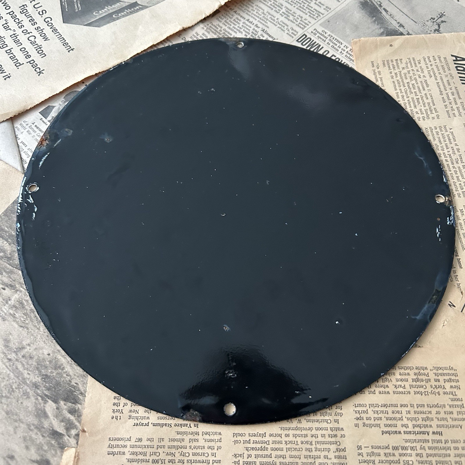 VINTAGE SEARS SERVICE STATION AUTO DEALER GAS OIL 12 INCH PORCELAIN ENAMEL SIGN