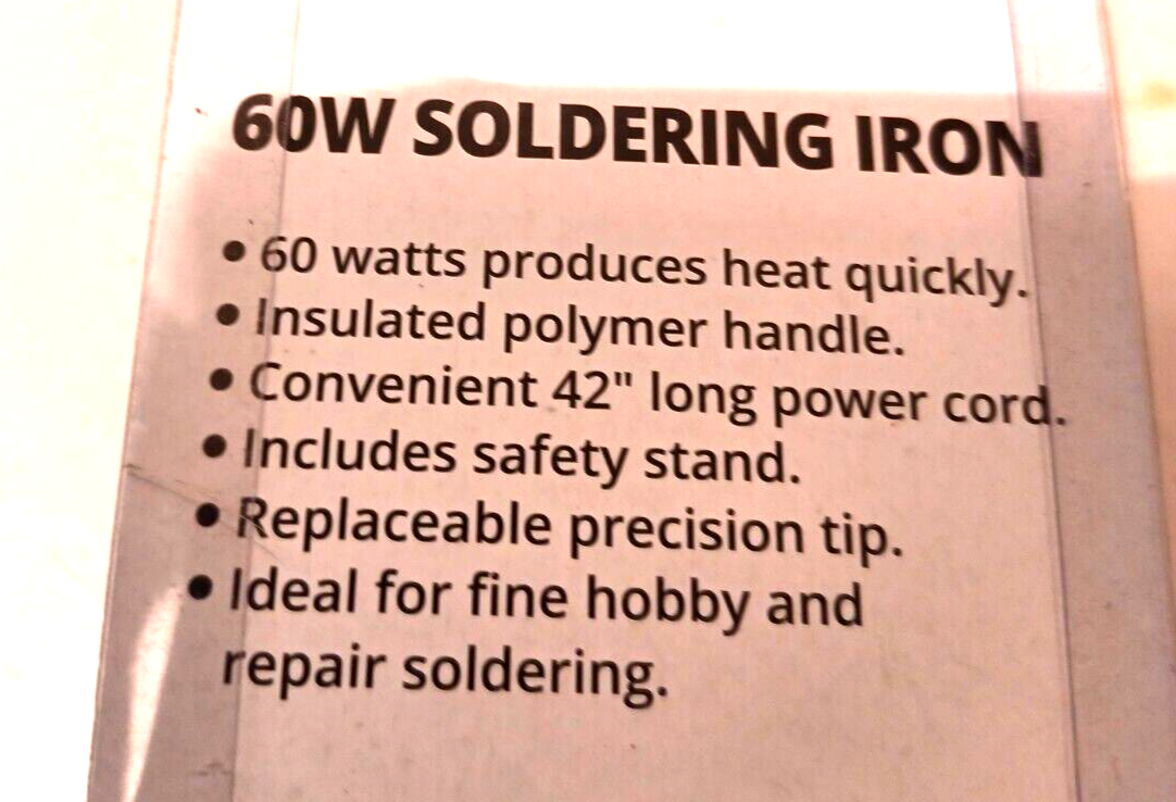 60 WATT SOLDERING IRON WITH STAND, 42" CORD