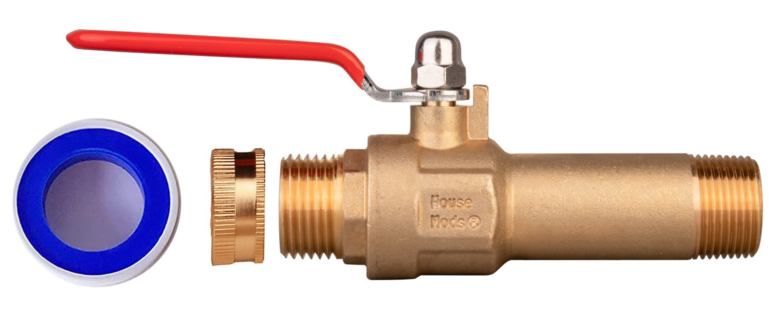 House Mods HMP012 Full Port Water Heater Straight Drain Flush Valve/LF Brass