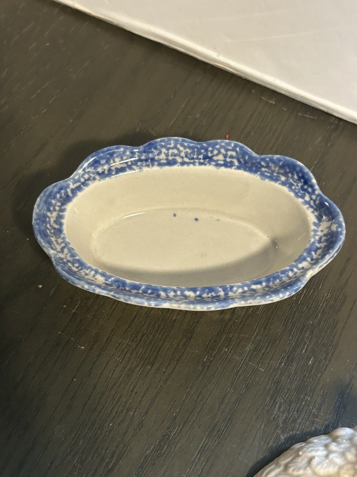 Vintage Gray And Blue Hen On A Nest•Porcelain Chicken On Nest In Wire Basket•EUC