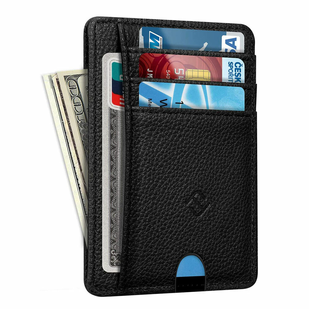 Mens RFID Blocking PU Leather Slim Wallet Money Credit Card Slots Coin Holder