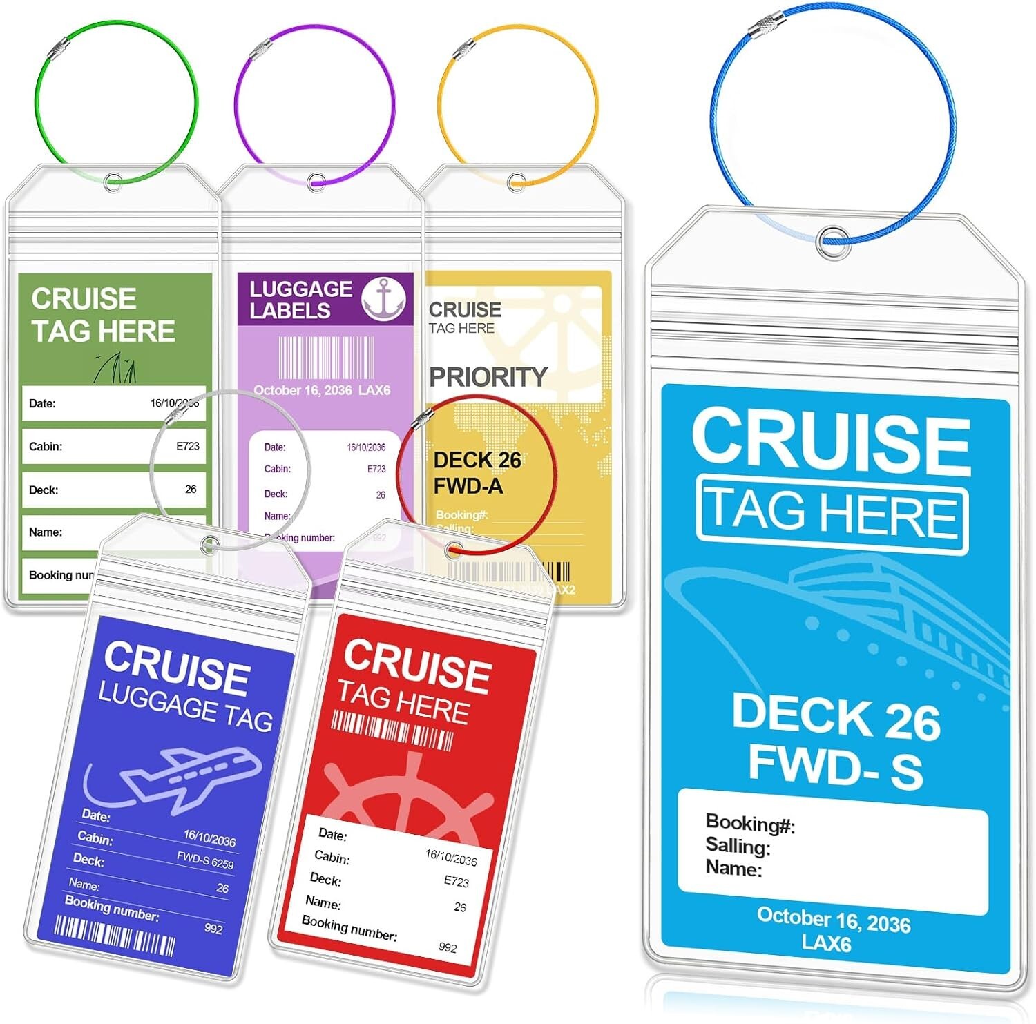 3/6 Pack Cruise Luggage Tag Holders for Carnival NCL Princess MSC Cruise Ships