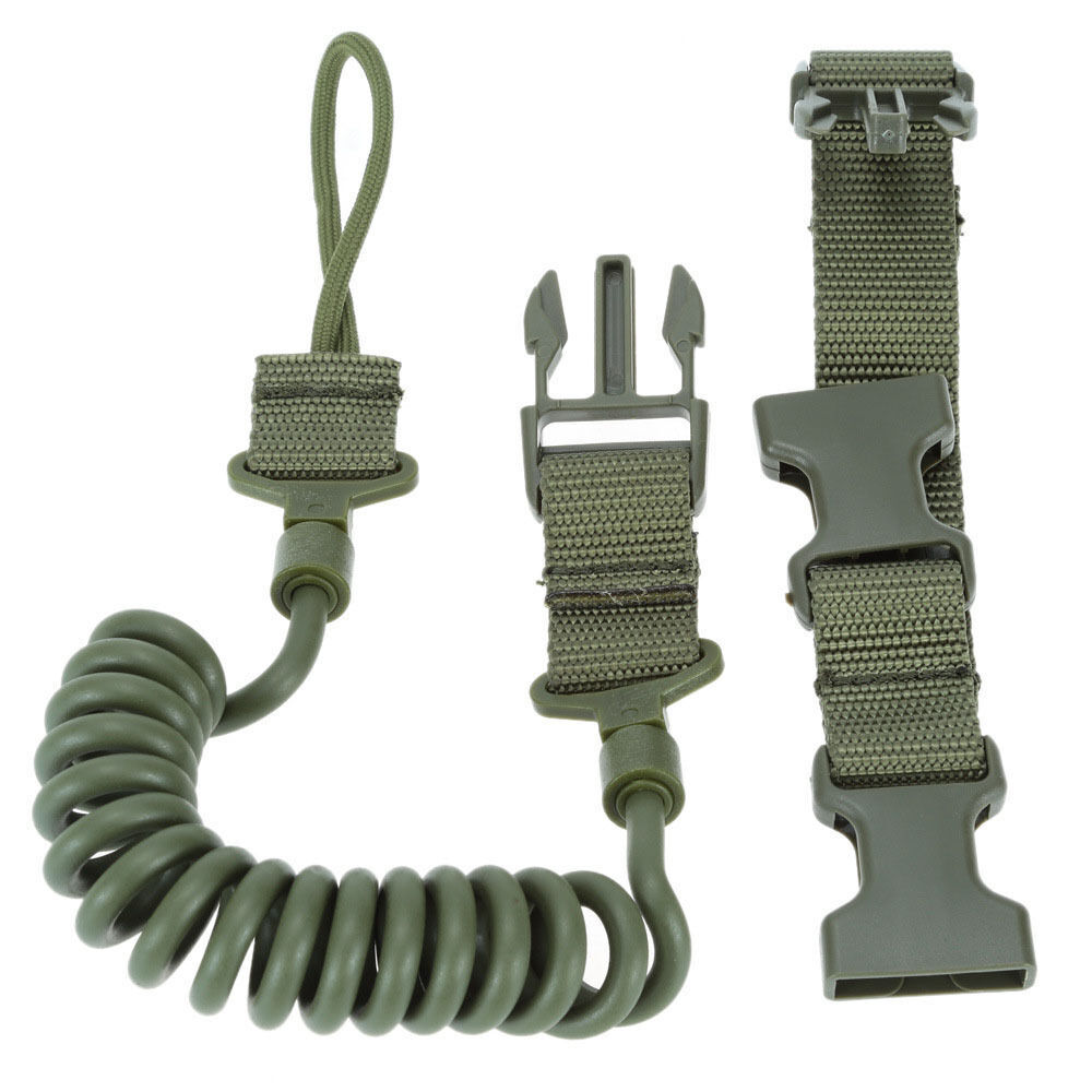 Tactical Pistol Lanyard Retention Coil Quick Release Security Single Gun Sling
