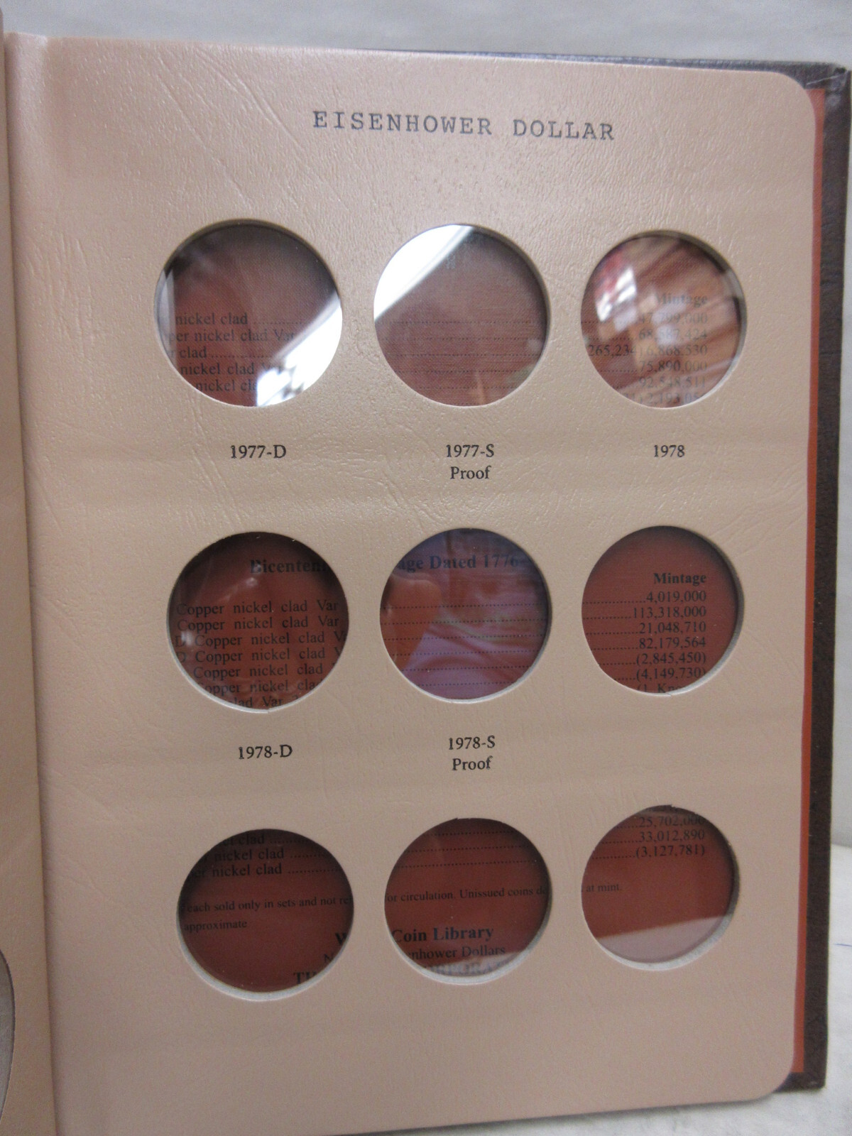 Dansco Coin Album #8176 Eisenhower Ike Dollars 1971-1978 with Proofs (P D & S)