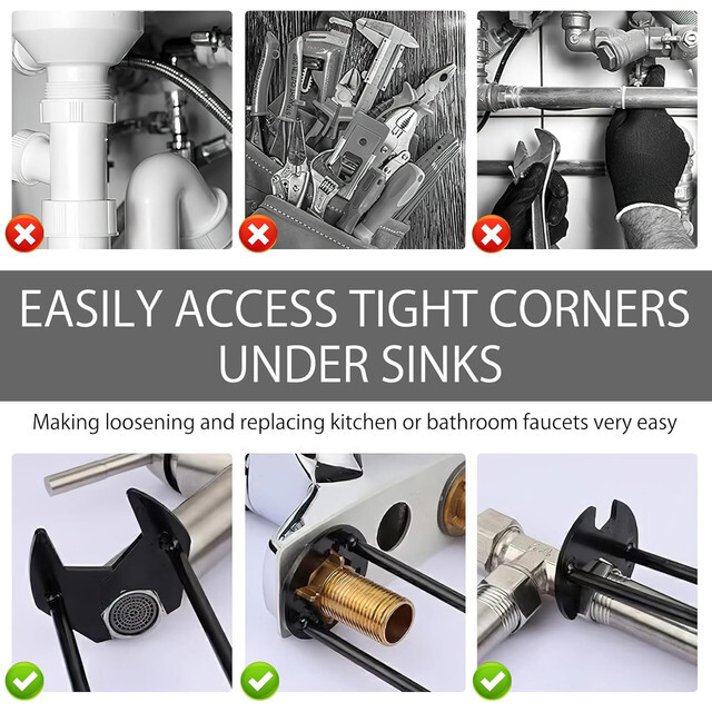 2PCS Basin Wrench multifunction Sink Plumbing Tool Tap Spanner Kitchen Bathroom/