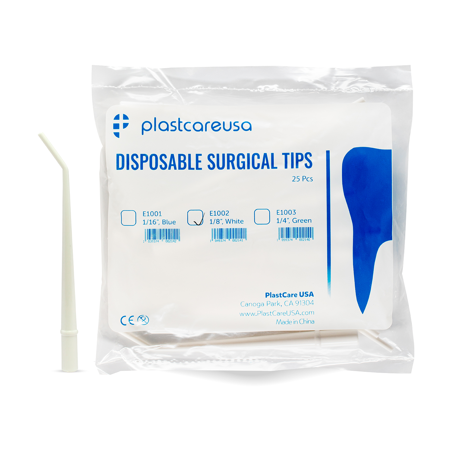 White Surgical Aspirator Tips Small size 1/8" Dental Suction Tip (Choose Qty)