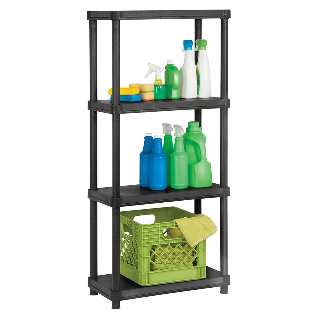 4 Tier Resin Garage Shelving Unit Sturdy Storage Shelf Rack 250lbs Capacity NEW!