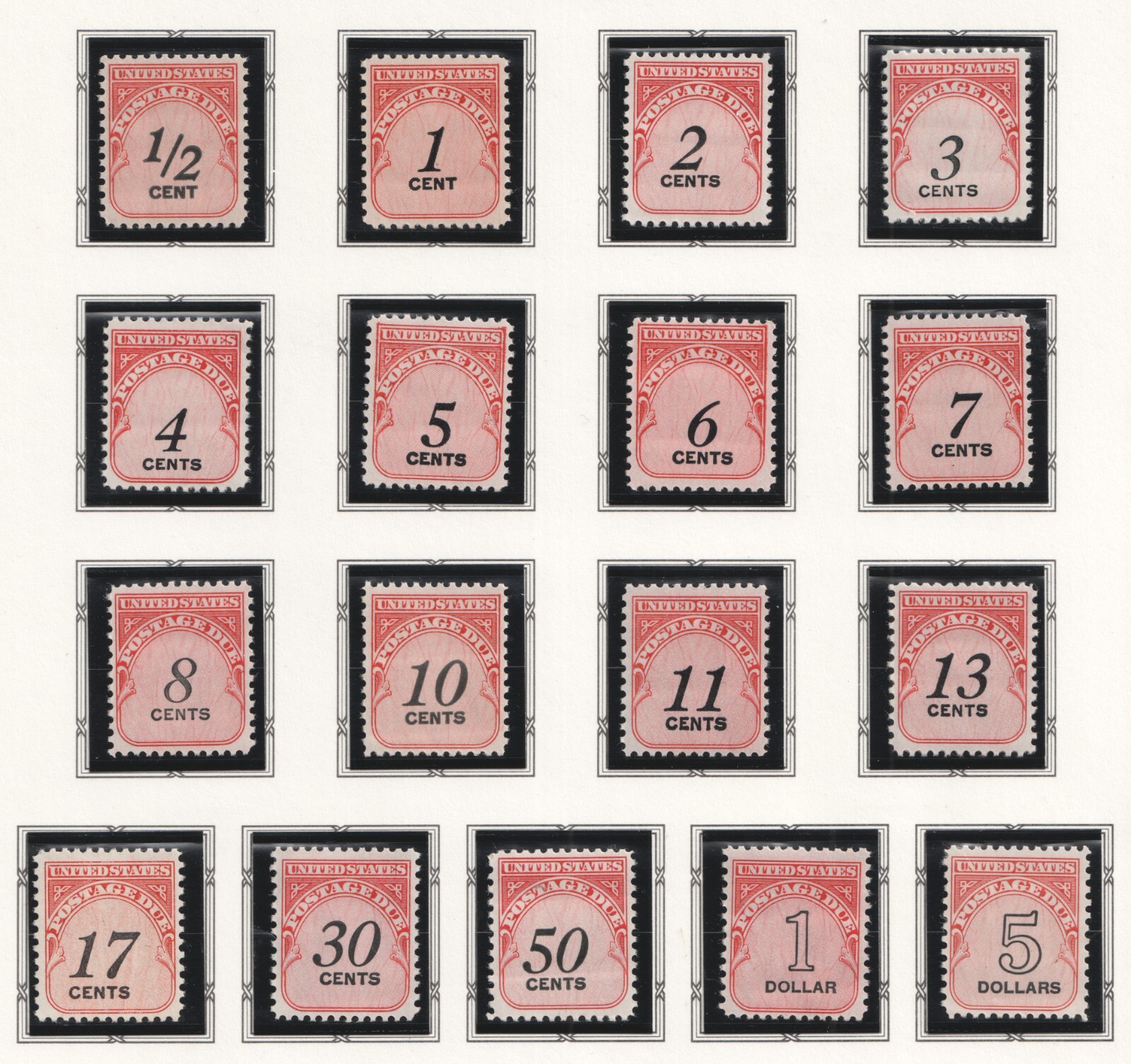 US J88 J104 J101 $5.00 Postage Due full complete set 17 stamps MNH 1959-85