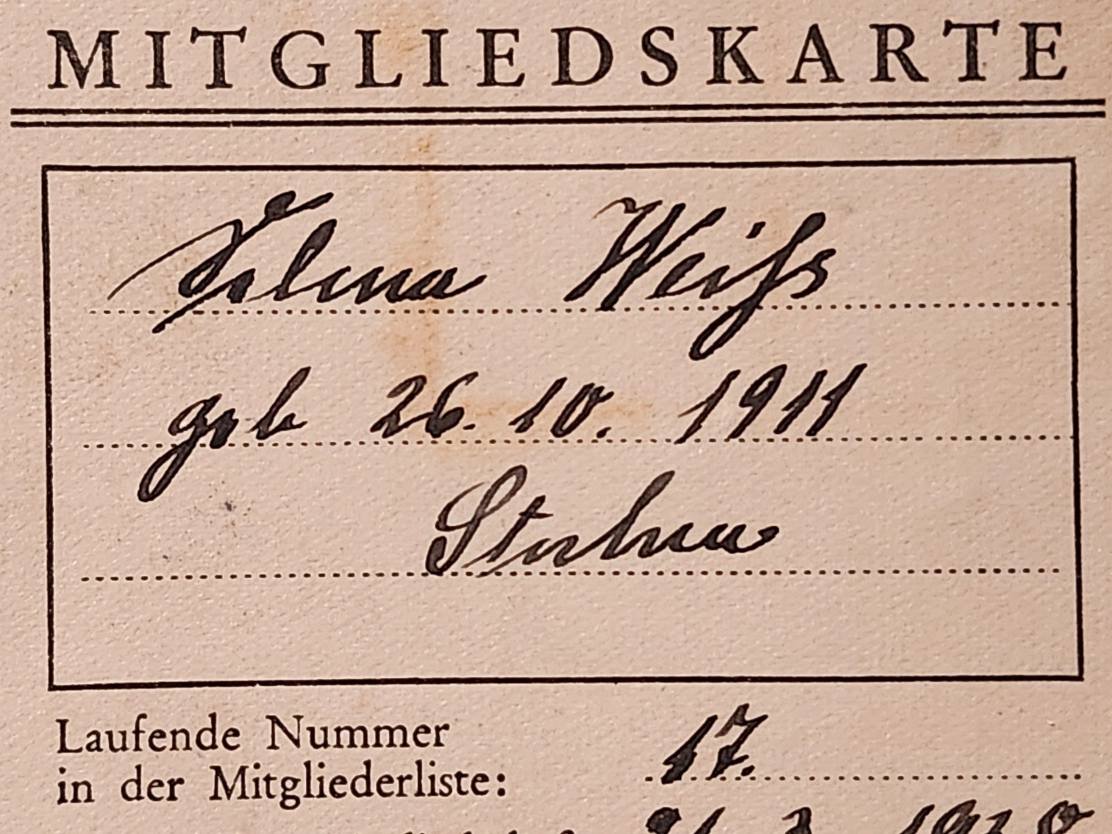 WW2 Germany. Mitgliedskarte DLRG (1938)