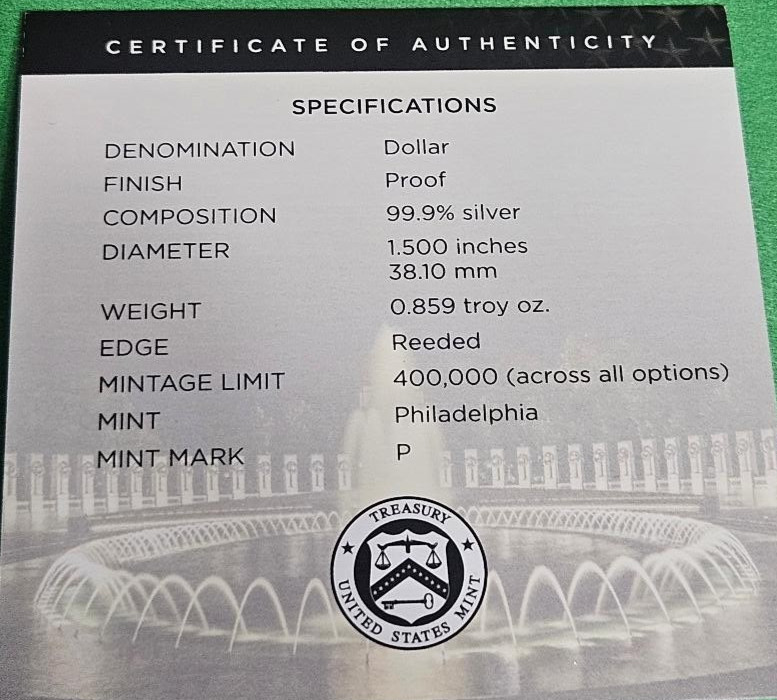 2024 Greatest Generation Proof 99.9% Pure Silver Dollar Coin /Box COA Ships Free