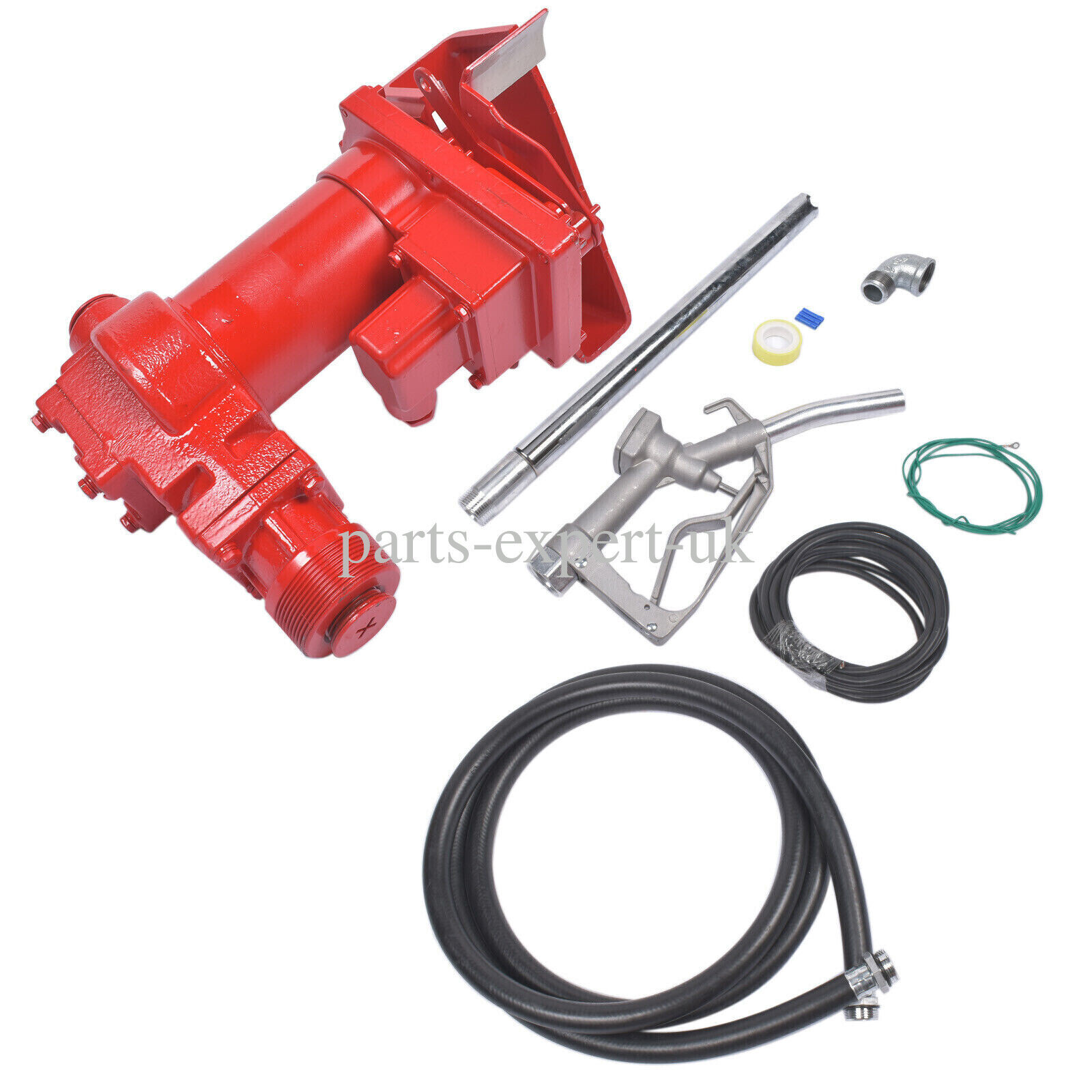 12V 20GMP Fuel Transfer Pump+Nozzle Kit Transfer of Gasoline Diesel Kerosene Red