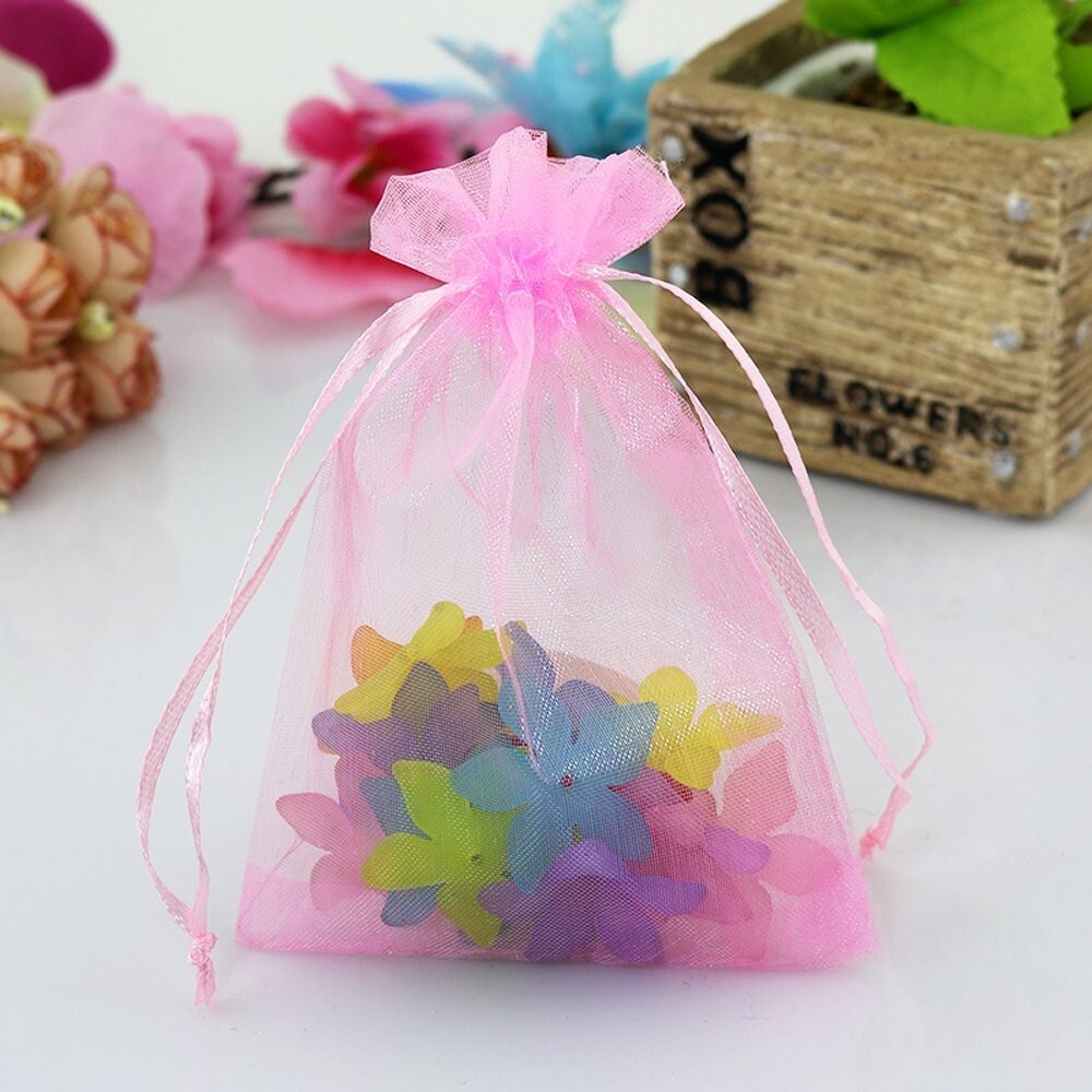 100pcs Drawstring Bags Multicolor Wedding Favor Bag Organza Gift Bag Pouch 4"x5"