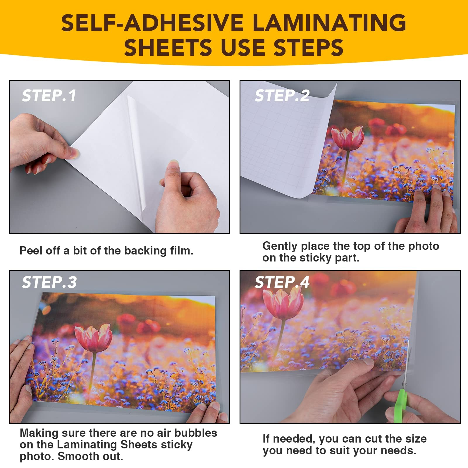 RowinsyDD 25 Pack Self Adhesive Laminating Sheets, 9 X 12 Inch, Clear Sticker...