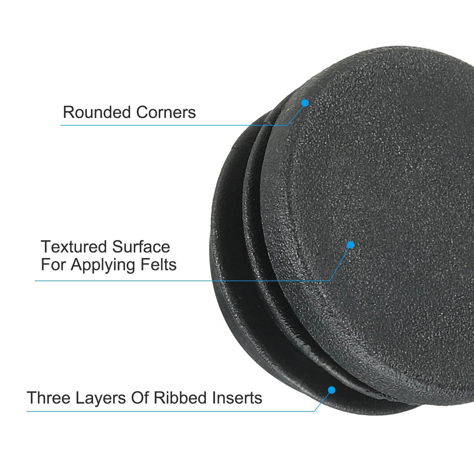 12Pcs 2.75" Plastic Tubing End Caps Round Hole Plug Insert Black