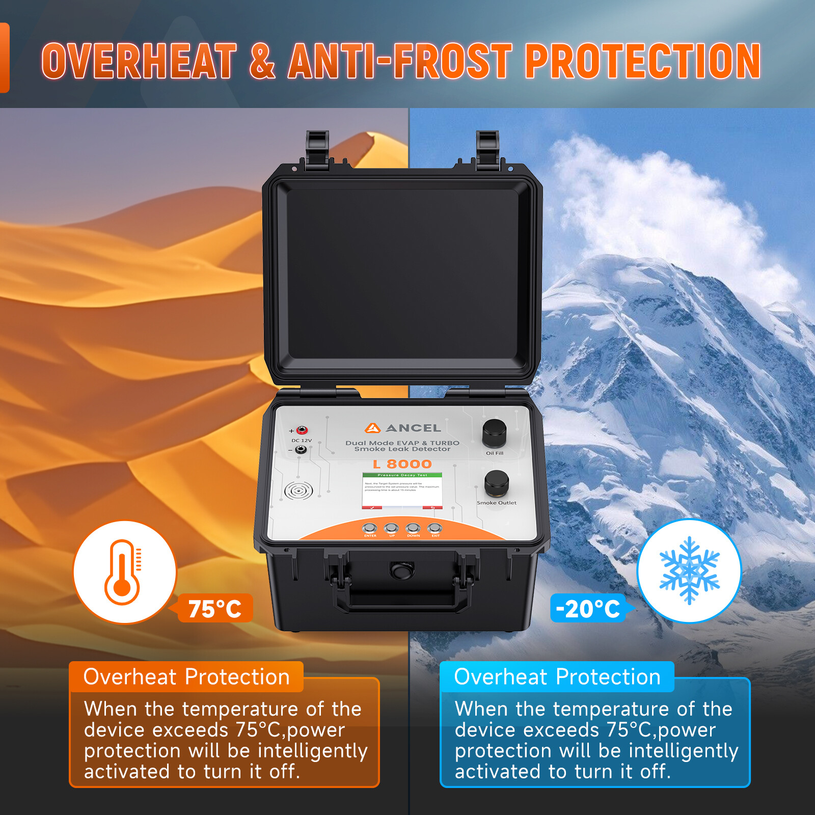 Color LCD Screen EVAP Smoke Machine Leak Detector Turbo System Built-in Air Pump