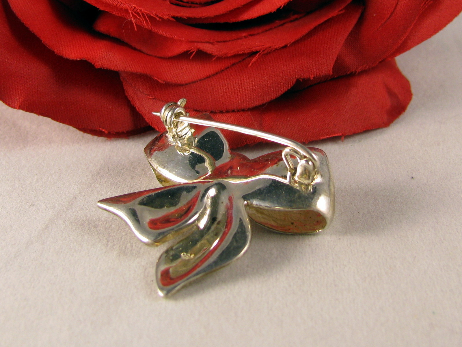 Sterling Silver 11g Beautiful Bow Pin Brooch CAT RESCUE