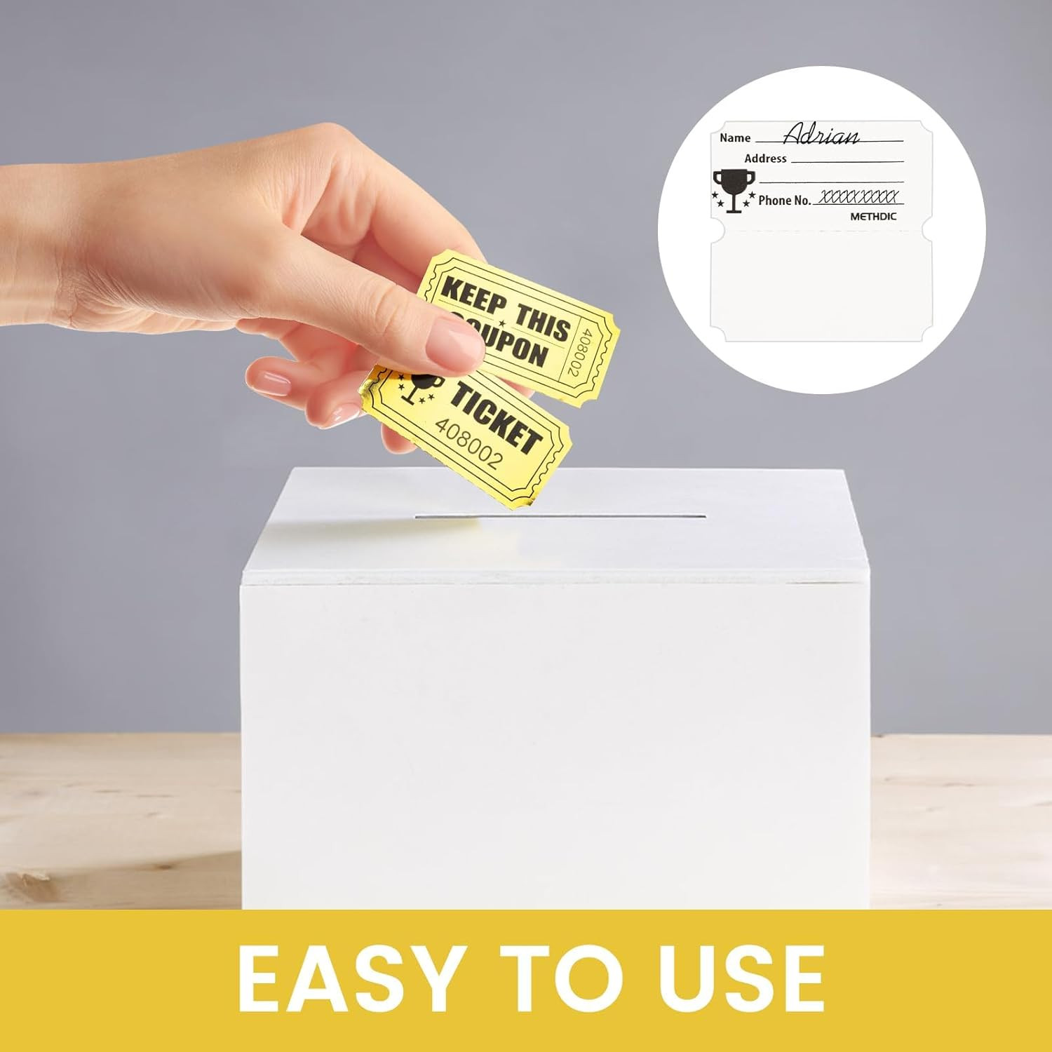 1000 Raffle Tickets Gold Double Roll Metallic Gold Foil,Events Carnivals,Entry,