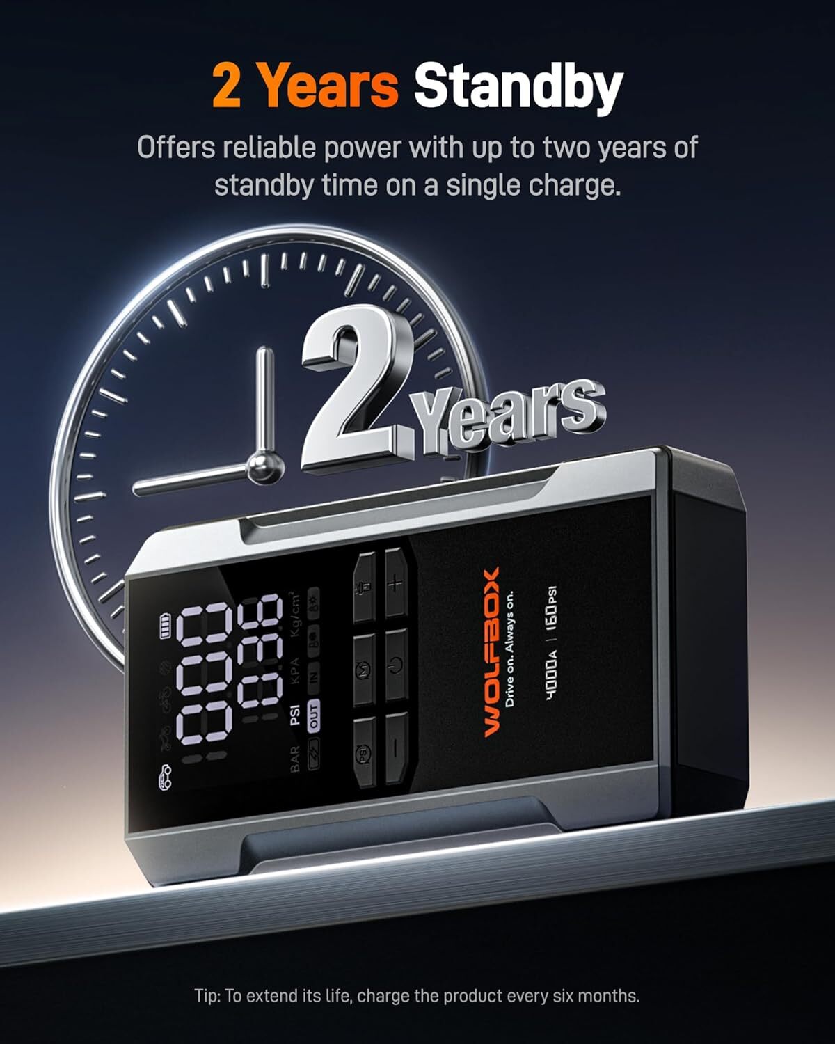 WOLFBOX Jump Starter with Air Compressor, 4000A Portable Car Battery Booster