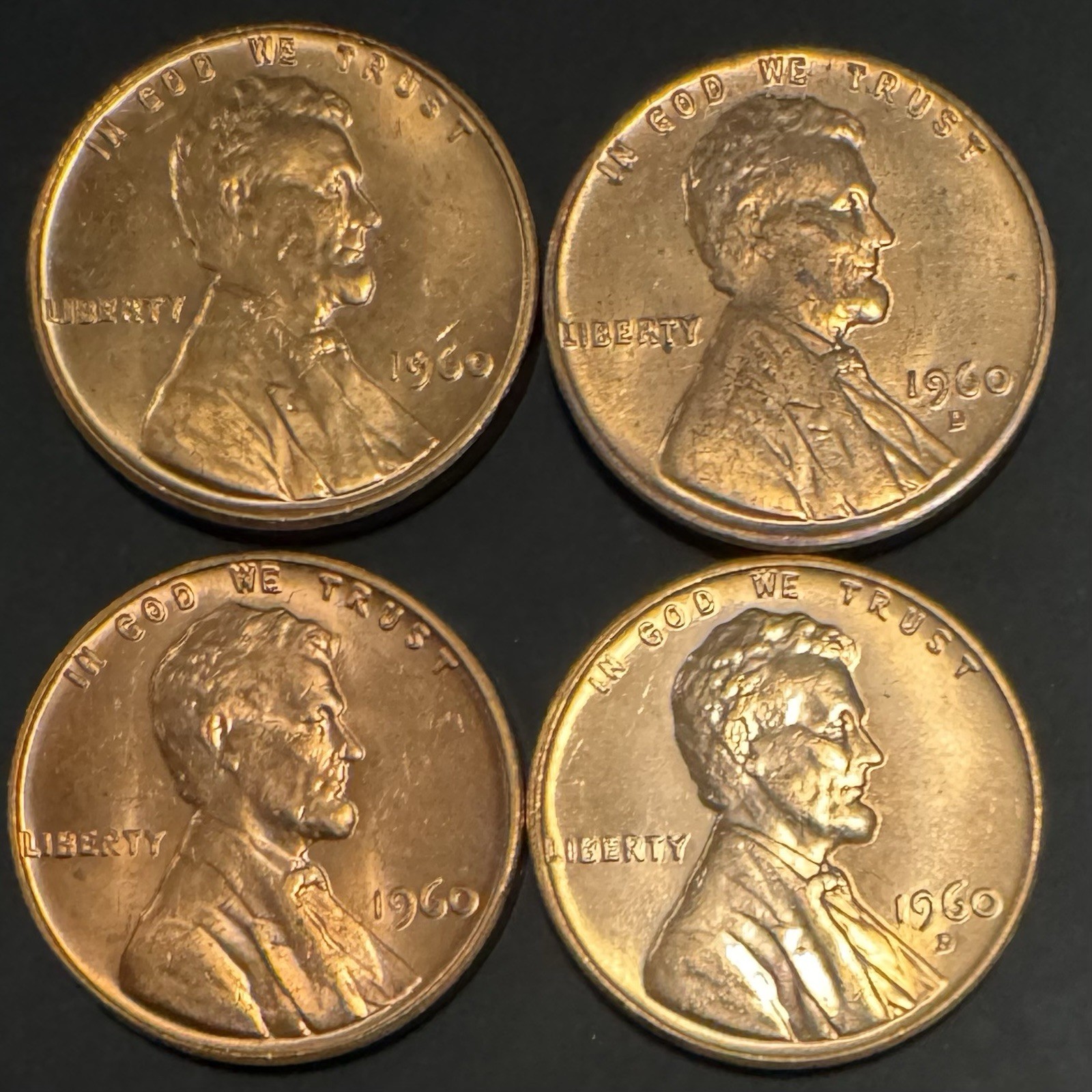 1960 P & D Lincoln Memorial Cent Small & Large Date BU 4 Coin Lot Original Rolls