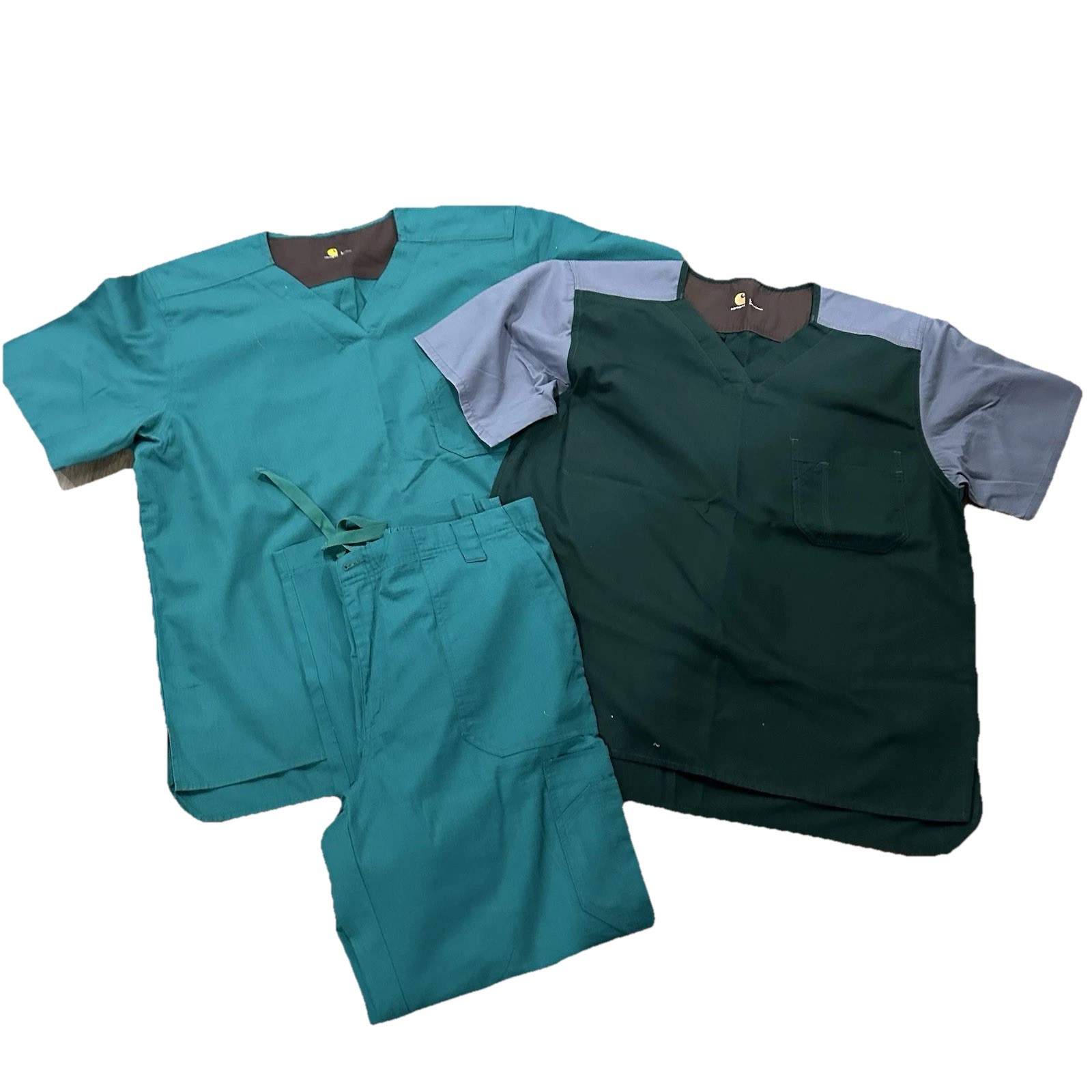 CARHARTT Scrub Set & Extra Top Shirt Size Large Utility Green Work Uniform