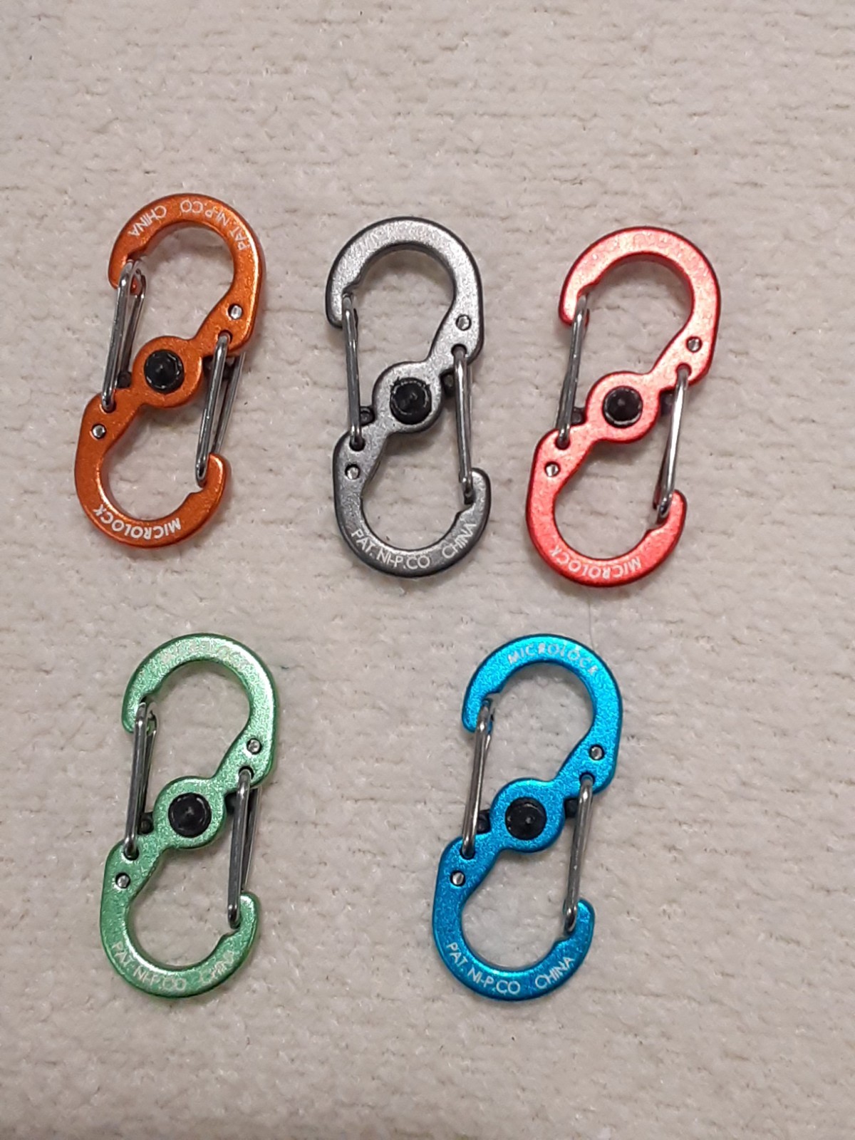 Nite Ize Lot of 5 MIXED COLORS VARY Locking MicroLock Mini S-Biner FREE SHIPPING