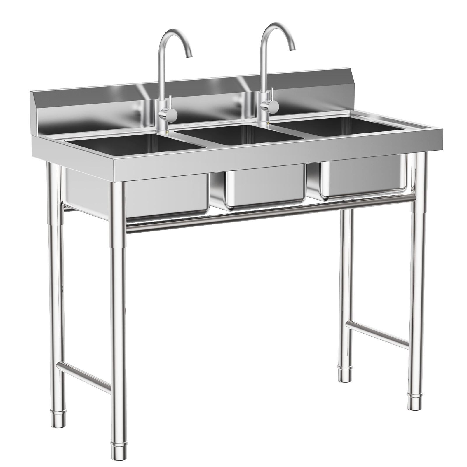 Commercial Stainless Steel 3-Compartment Sink for Kitchen & Catering Use