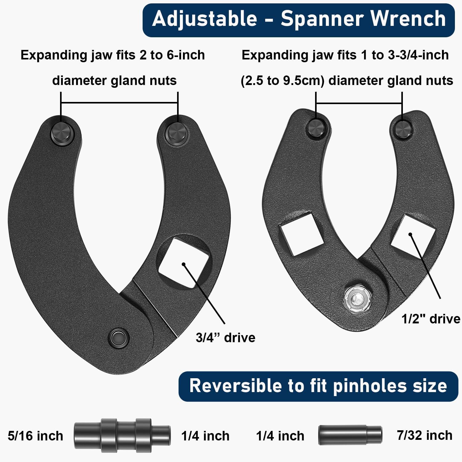 Gland Nut Wrench Set 1266& 7463,2 Hydraulic Cylinder Spanner Wrench Set W/Gloves