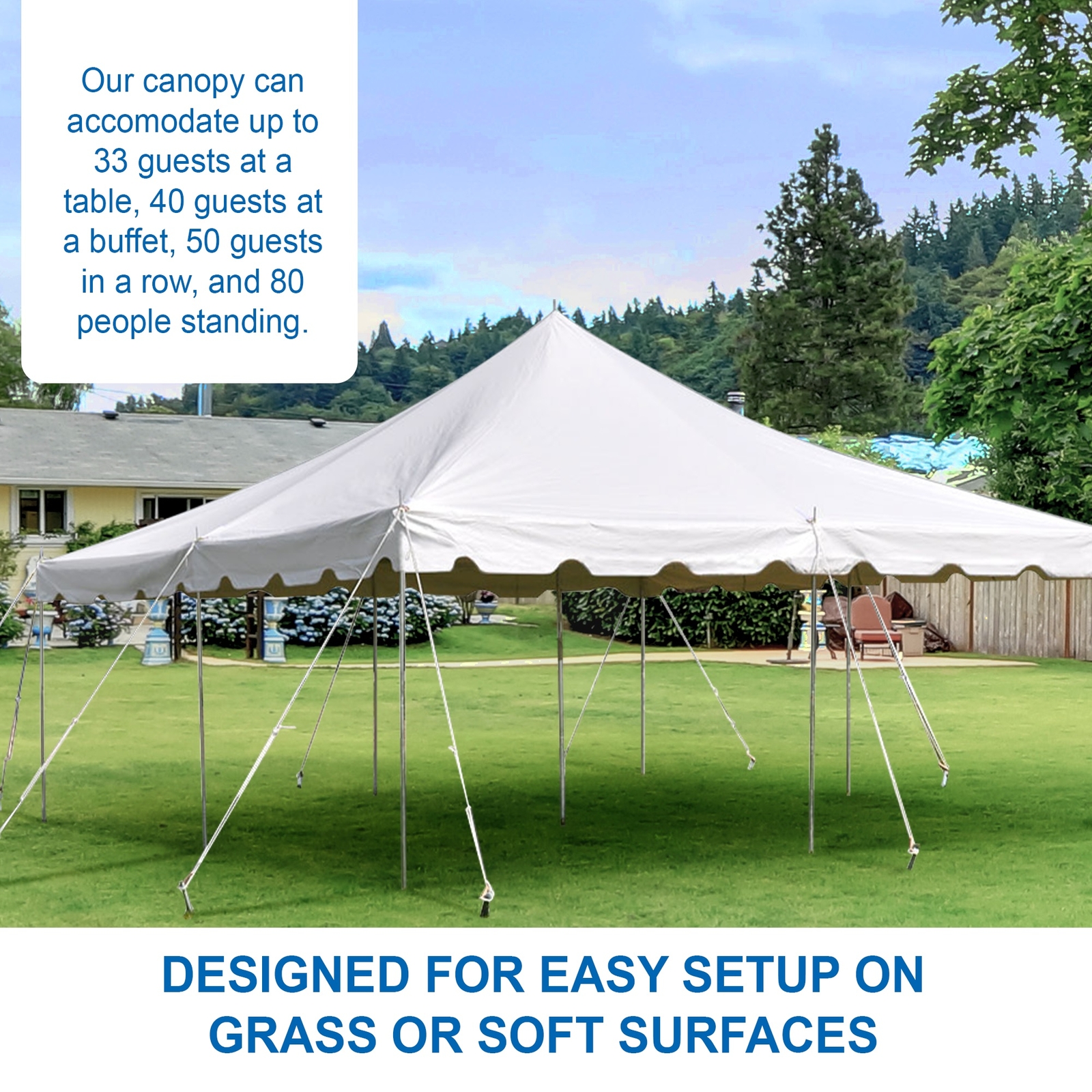 Weekender Pole Tent 20x20 White Canopy Event Wedding Party Backyard Gazebo