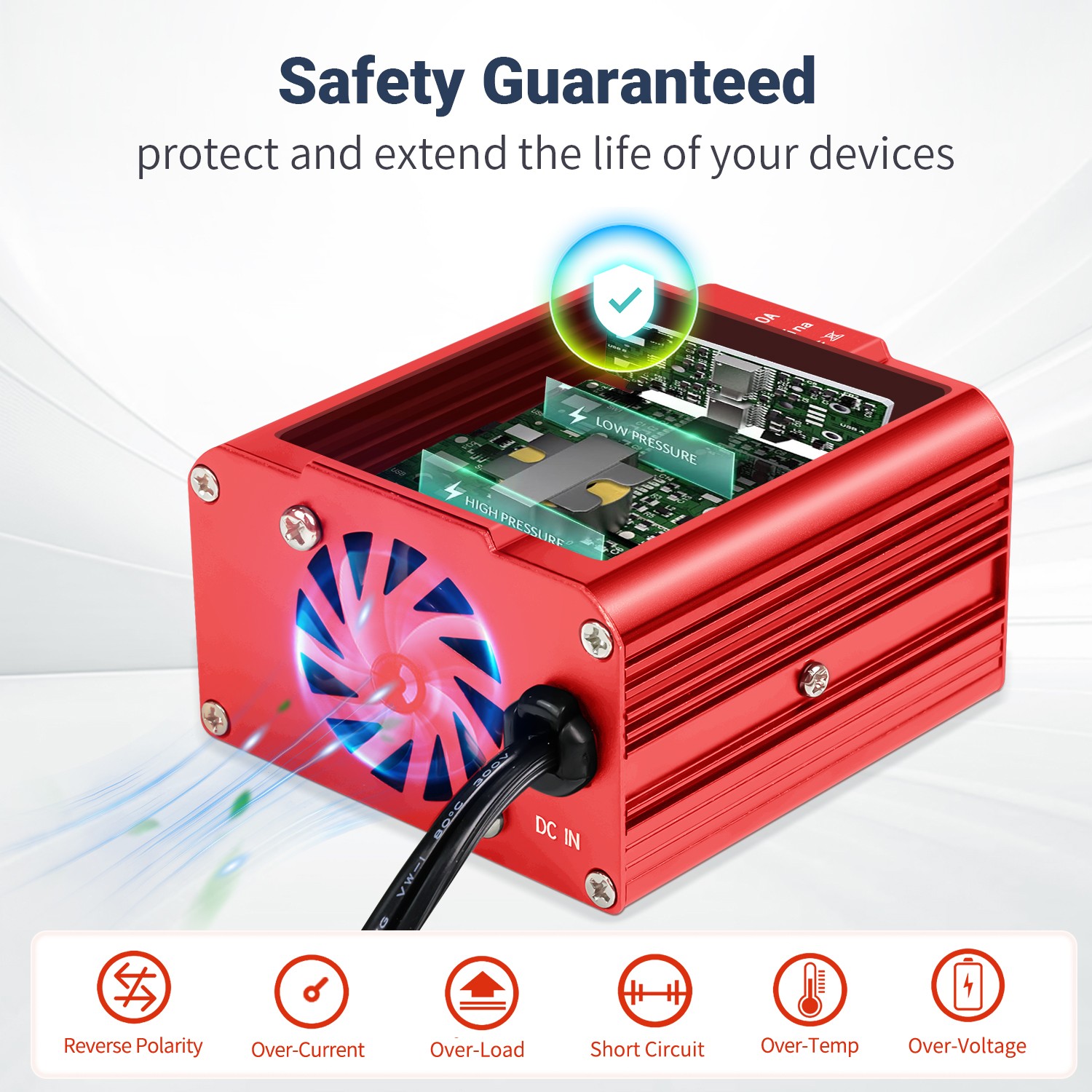 300W Power Inverter DC 12V to 120V AC Car Adapter with 2USB 2AC Red for Laptop