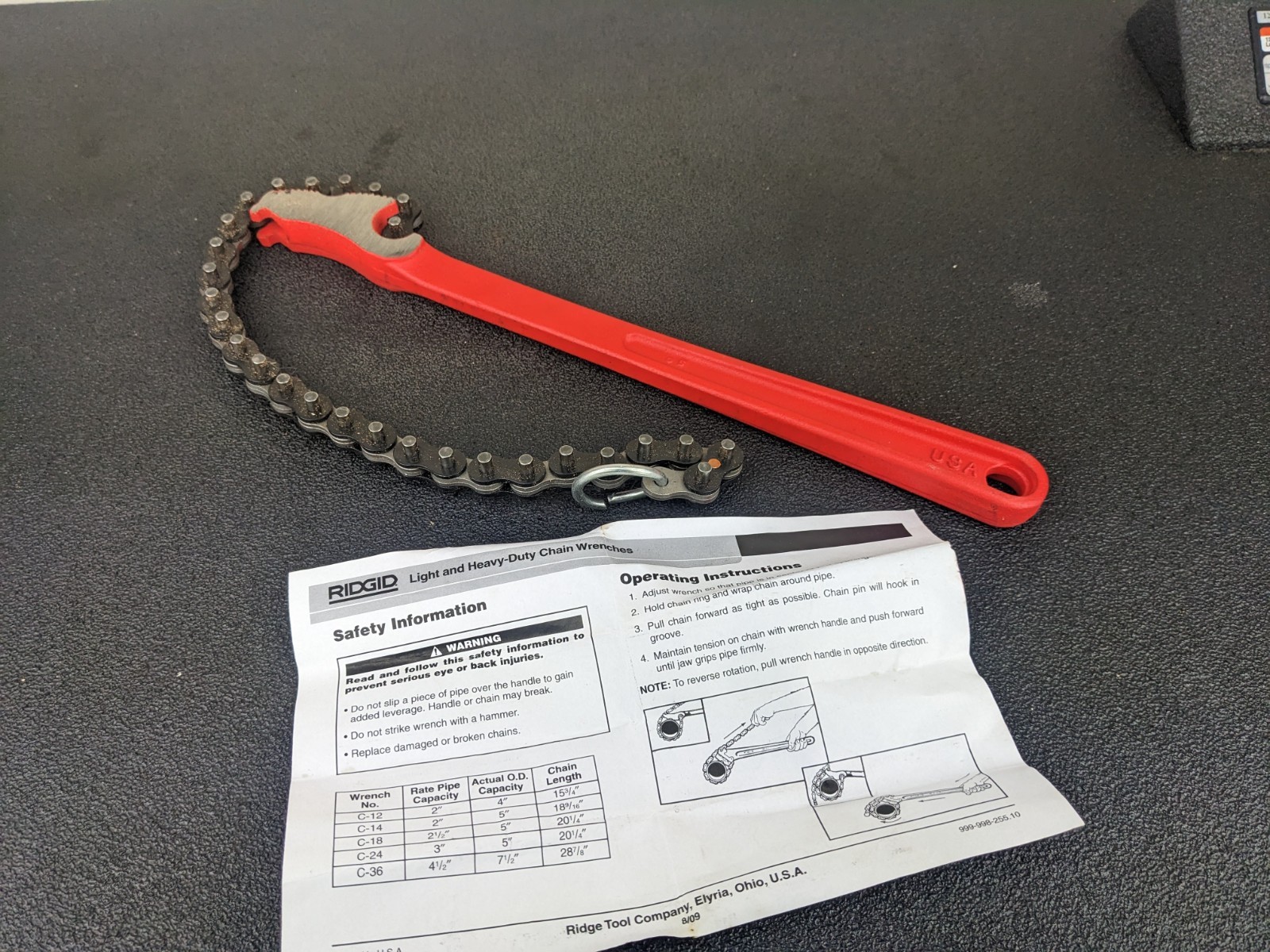 #bn293 RIGID 31310 NEW C-12 Light-Duty Chain Wrench