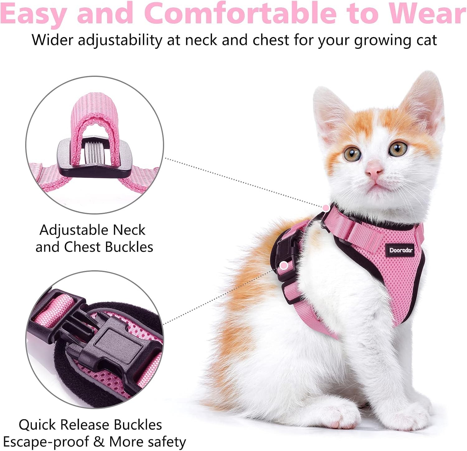 "FINAL SALE" Cat Harness Leash Set, Escape Proof Safe Adjustable Breathable Mesh