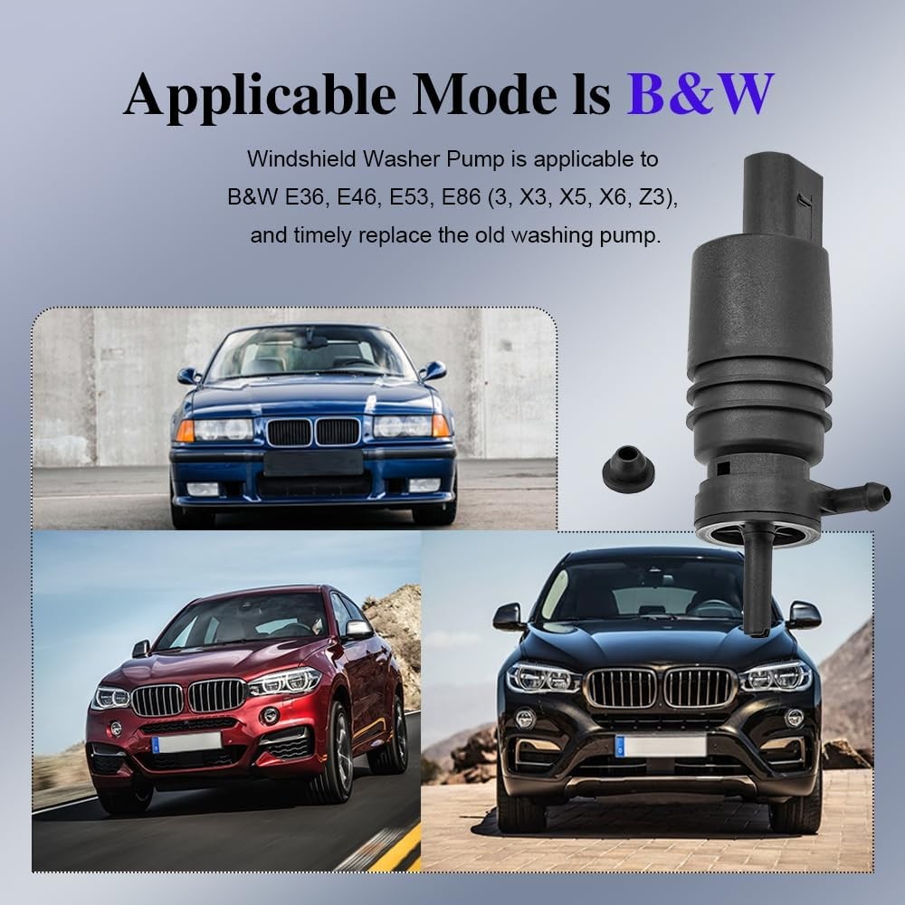 Windshield Washer Pump, Compatible with BMW 328i E46 325i M3 M5 X3 X5 Z3 Z4...