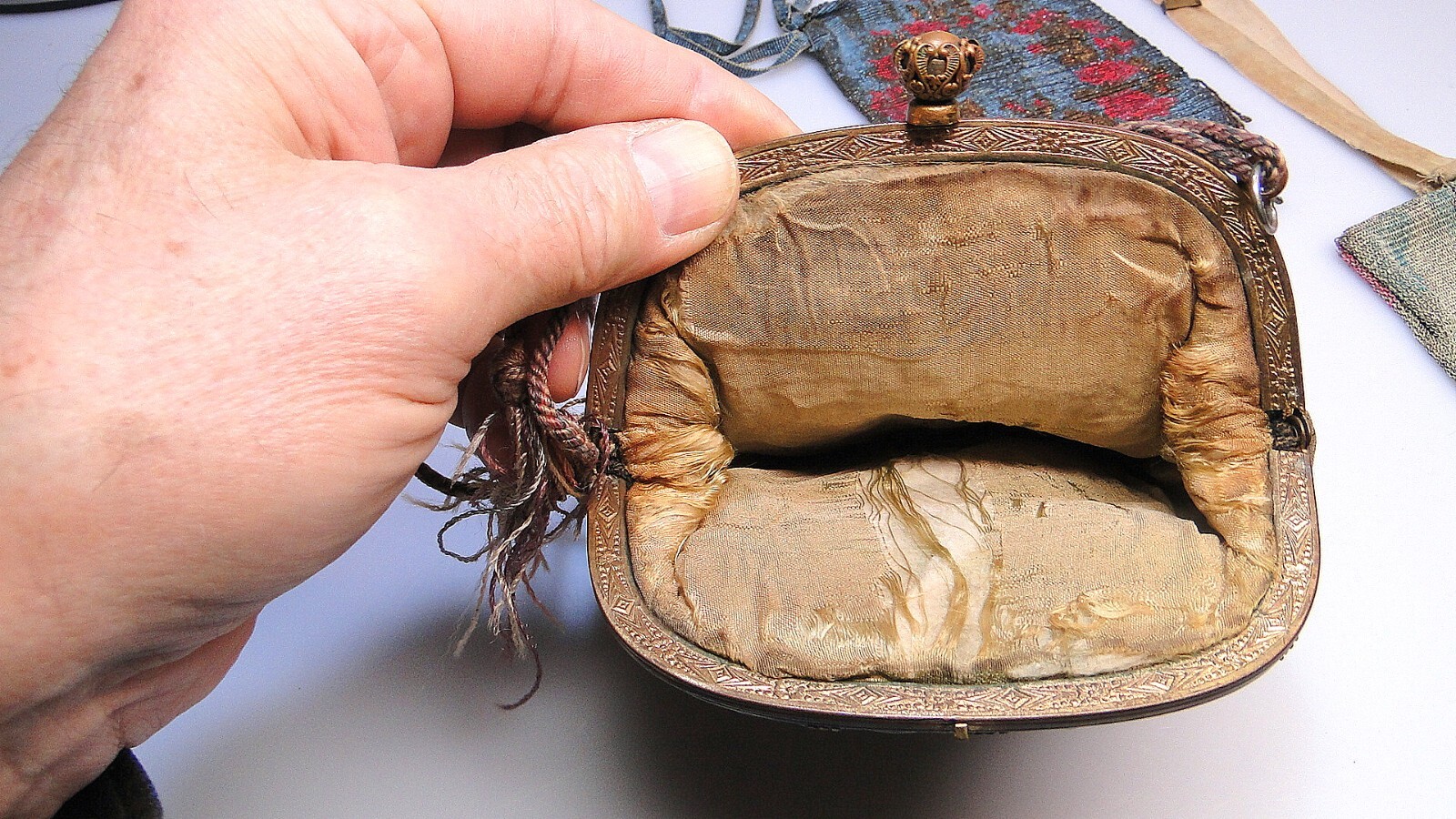 3 Antique Purses Mesh Beaded Tapestry w Jeweled Frame Purse Lot #2